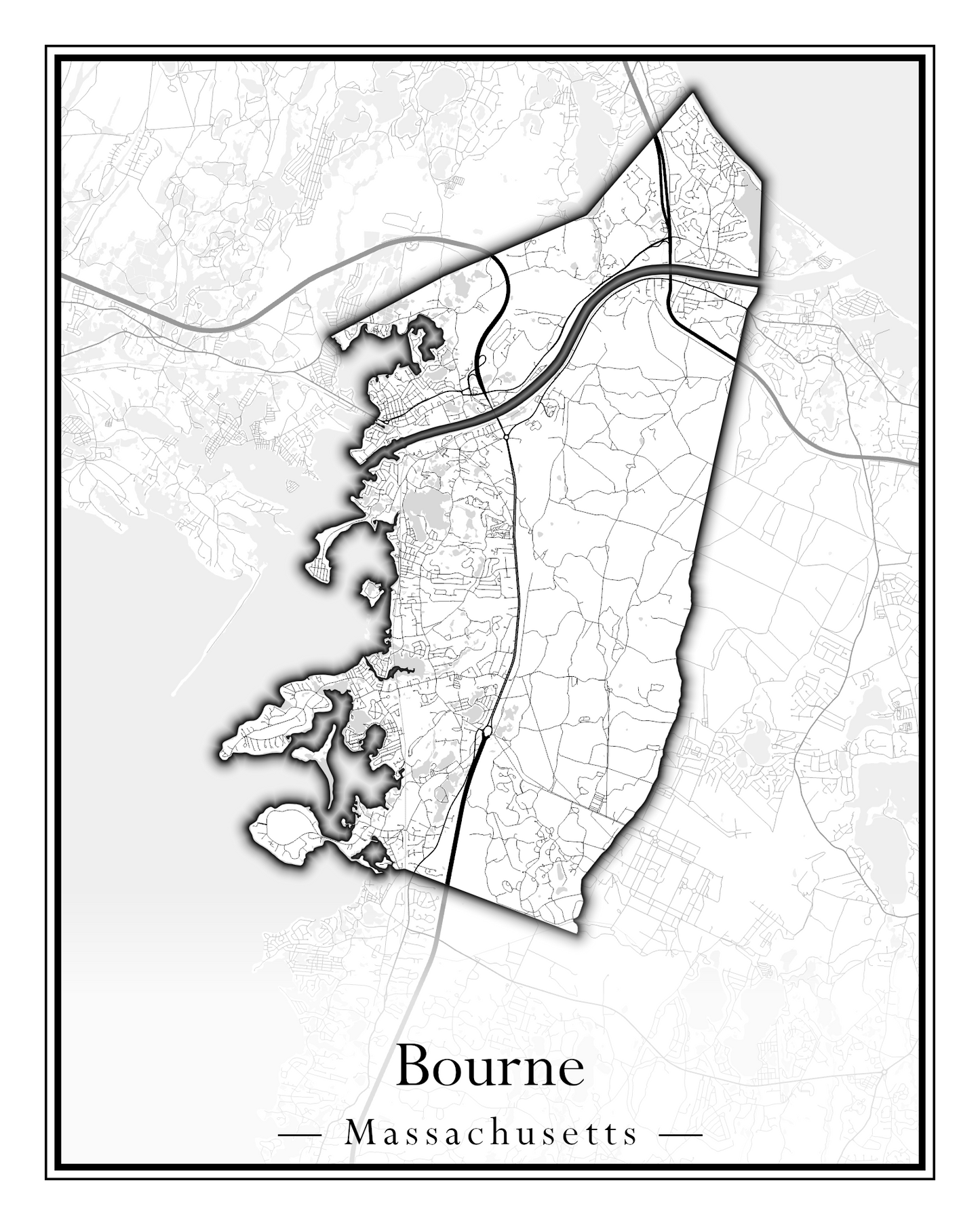 Massachusetts Towns - Street Map (Bourne - Boylston)