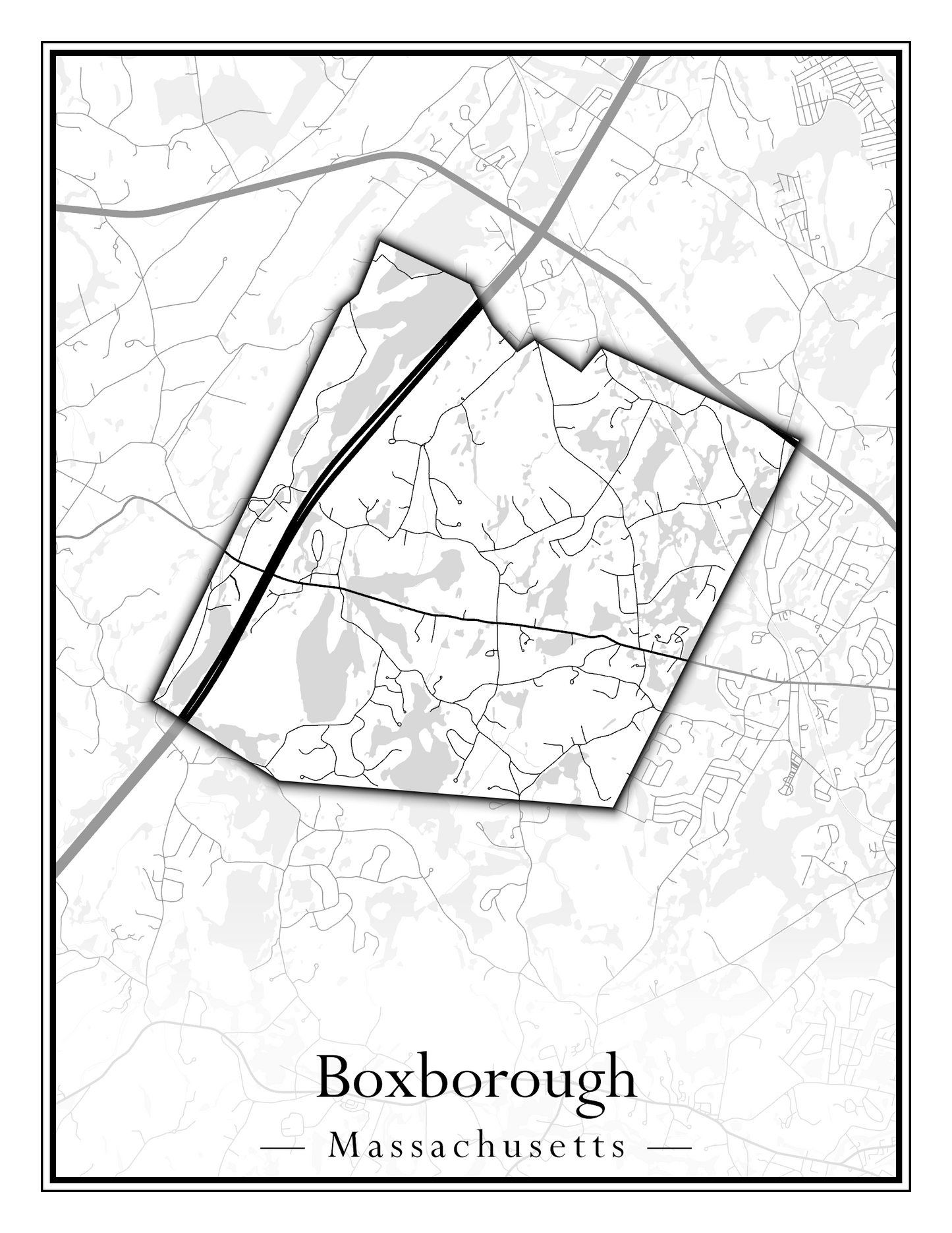 Massachusetts Towns - Street Map (Bourne - Boylston)