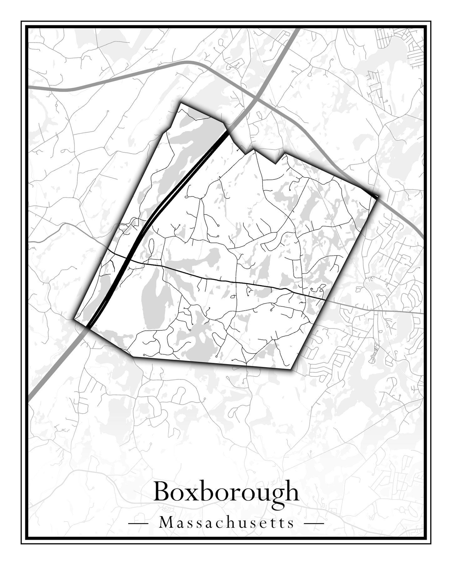 Massachusetts Towns - Street Map (Bourne - Boylston)