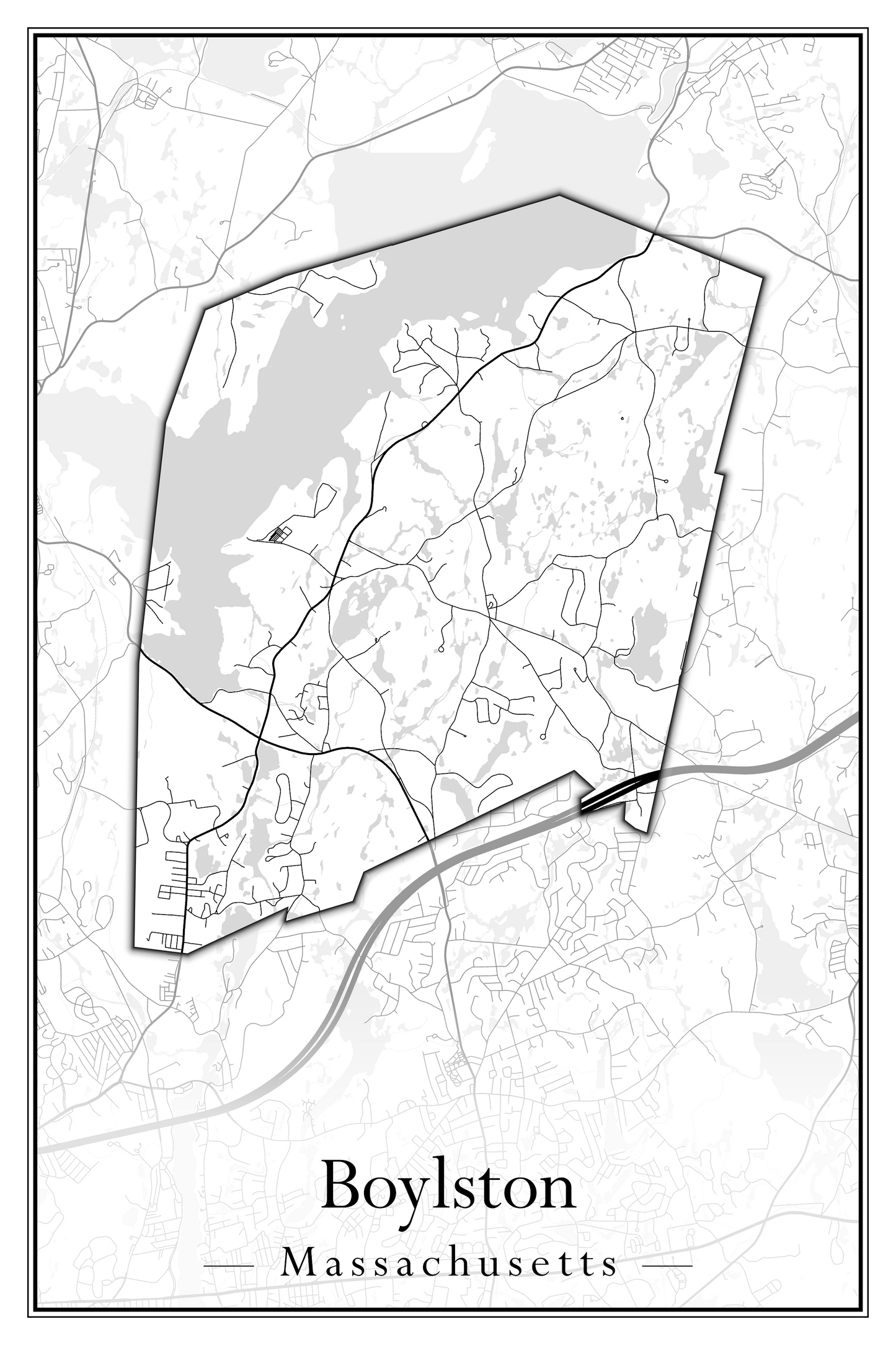 Massachusetts Towns - Street Map (Bourne - Boylston)