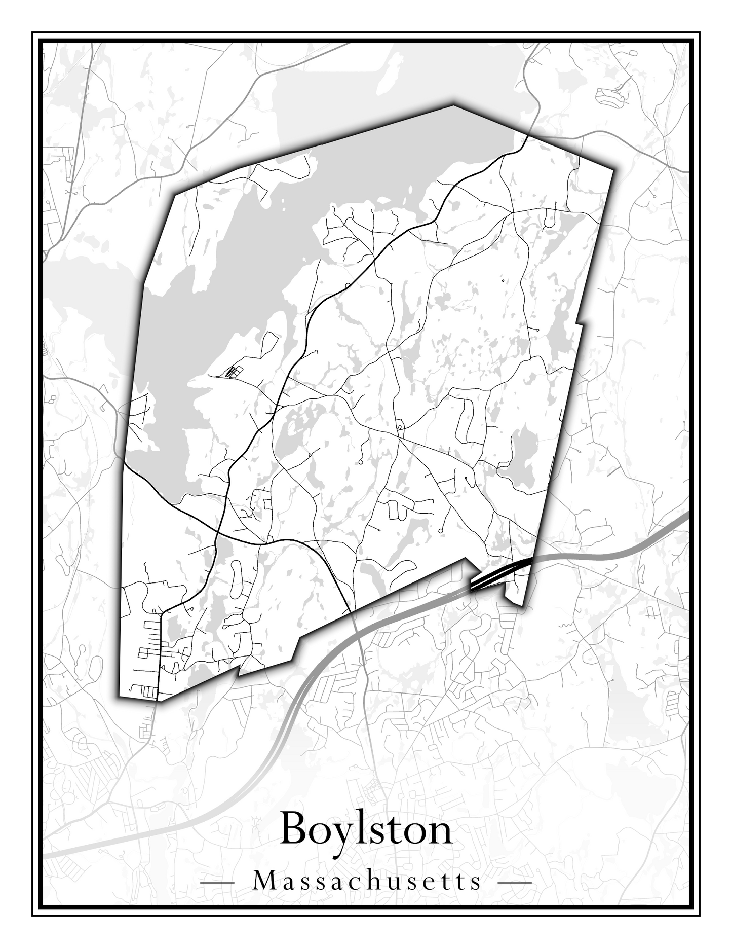 Massachusetts Towns - Street Map (Bourne - Boylston)