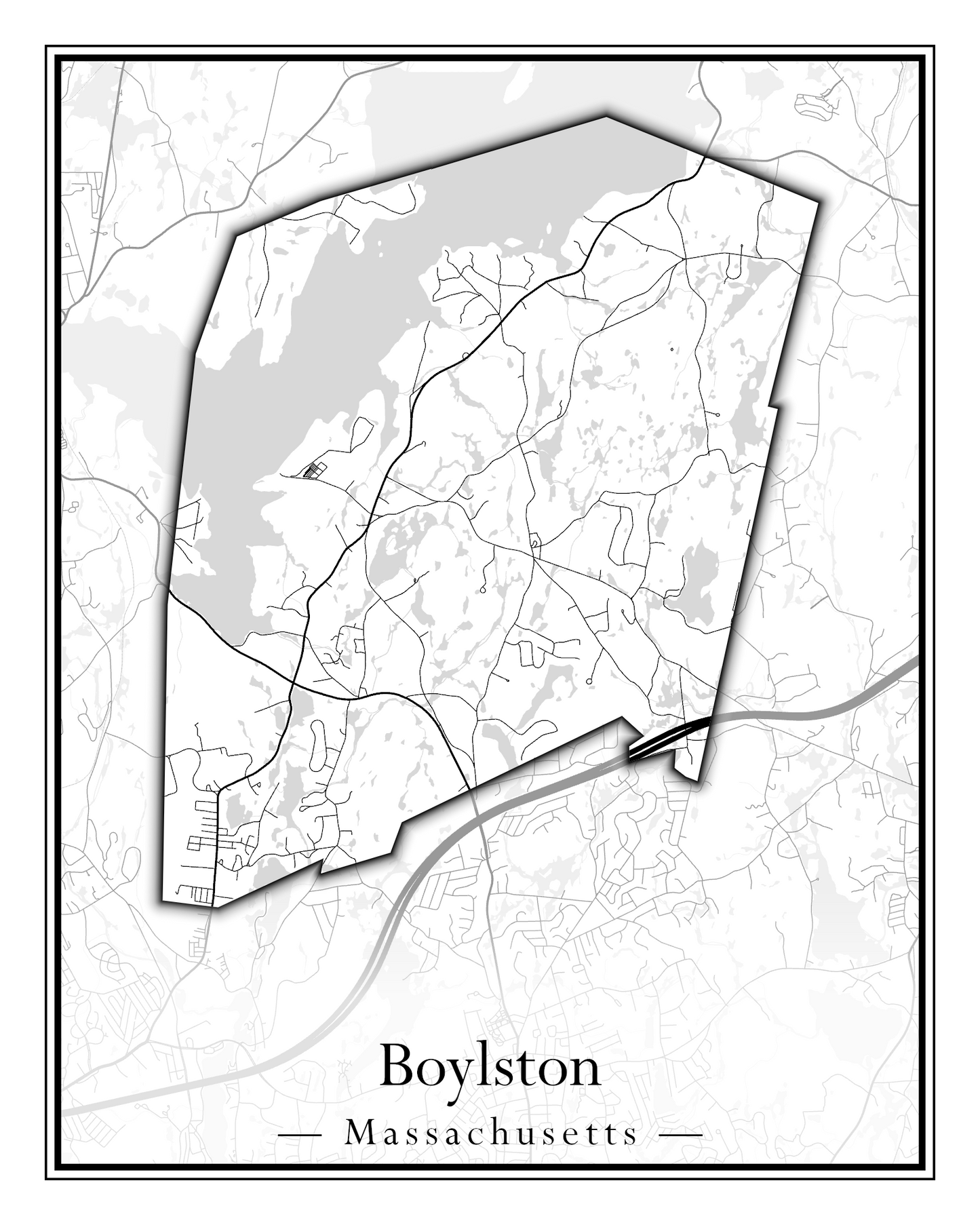 Massachusetts Towns - Street Map (Bourne - Boylston)