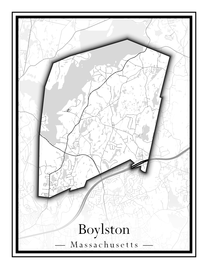 Massachusetts Towns - Street Map (Bourne - Boylston)