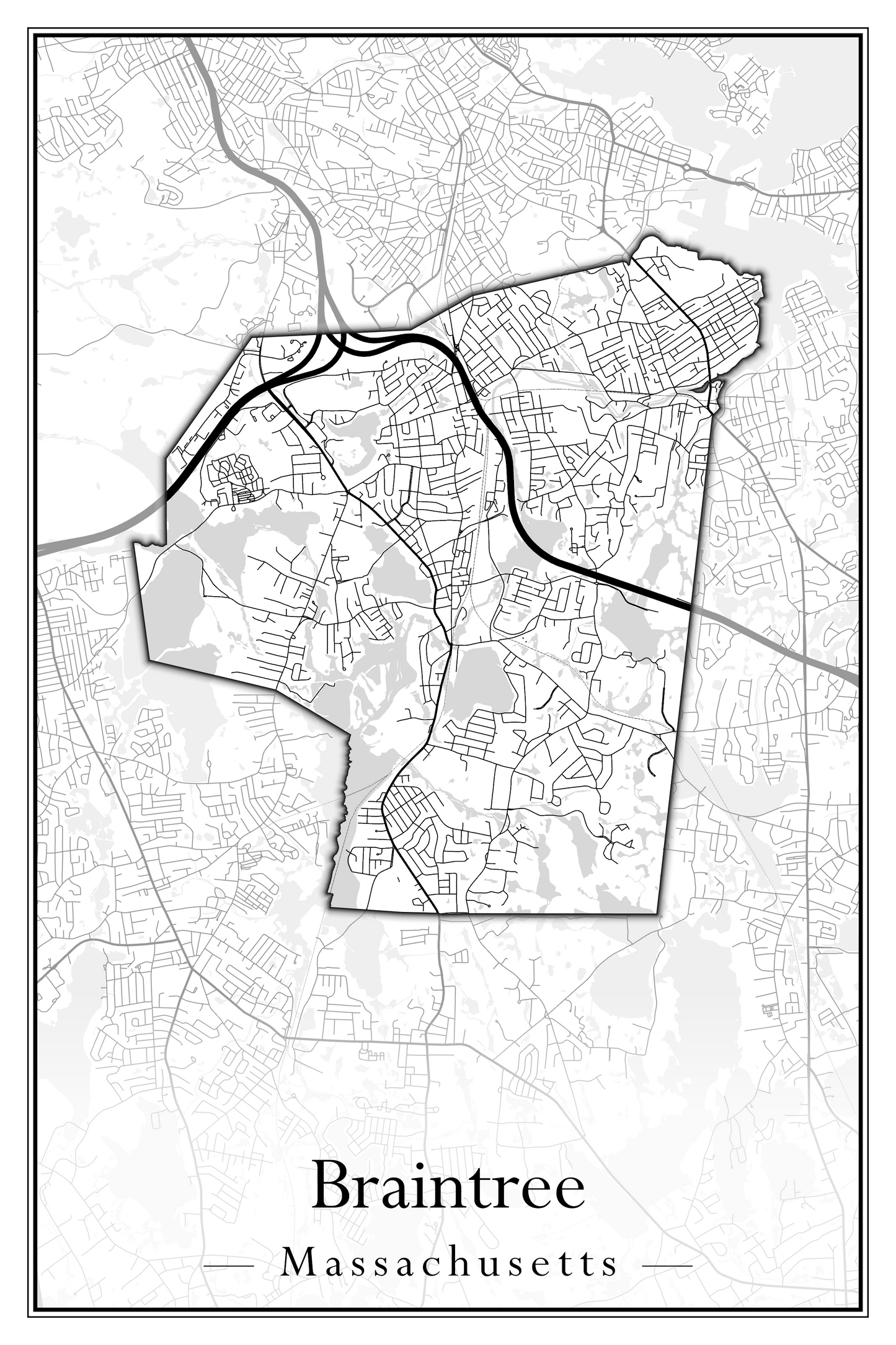 Massachusetts Towns - Street Map (Braintree - Brimfield)