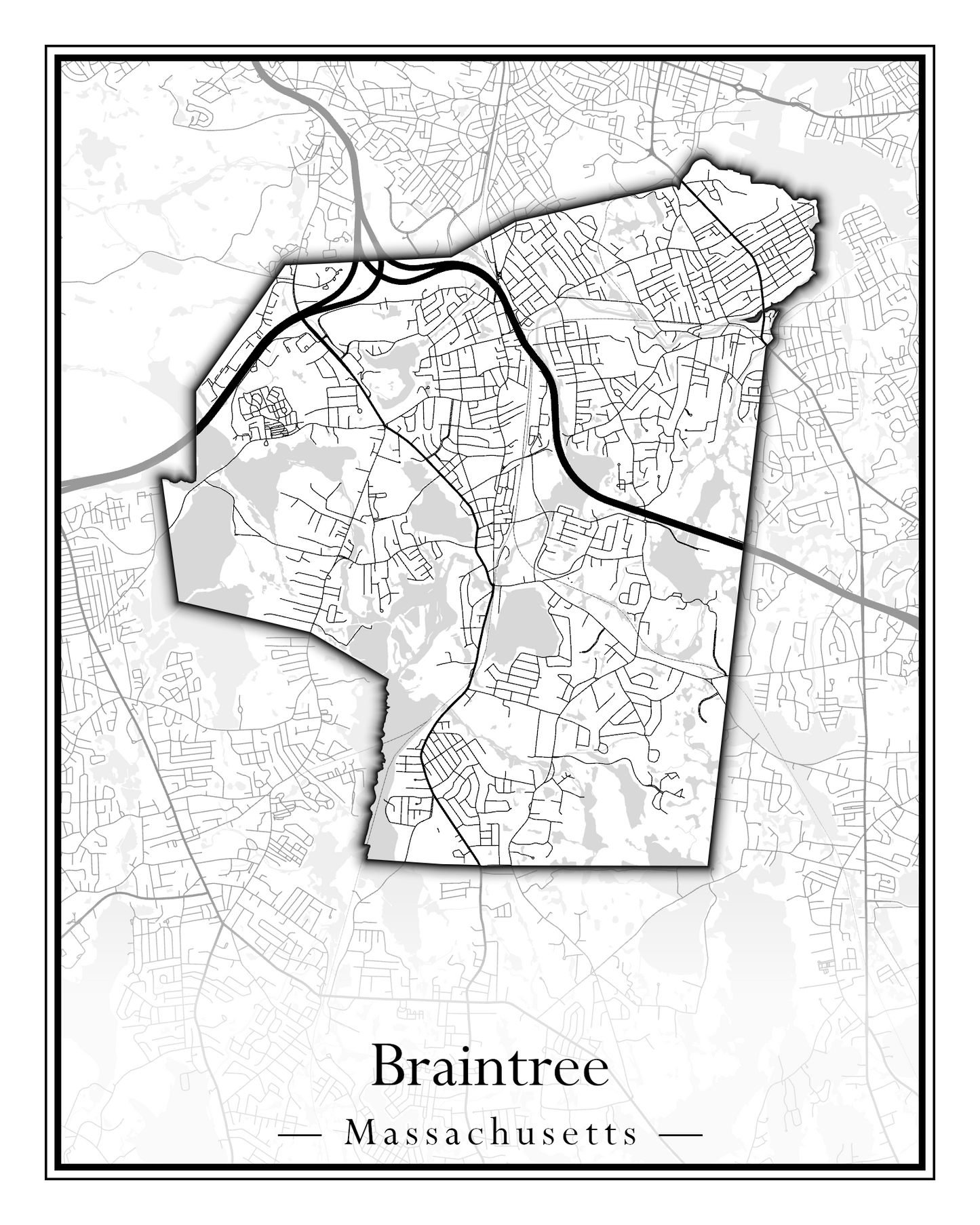 Massachusetts Towns - Street Map (Braintree - Brimfield)