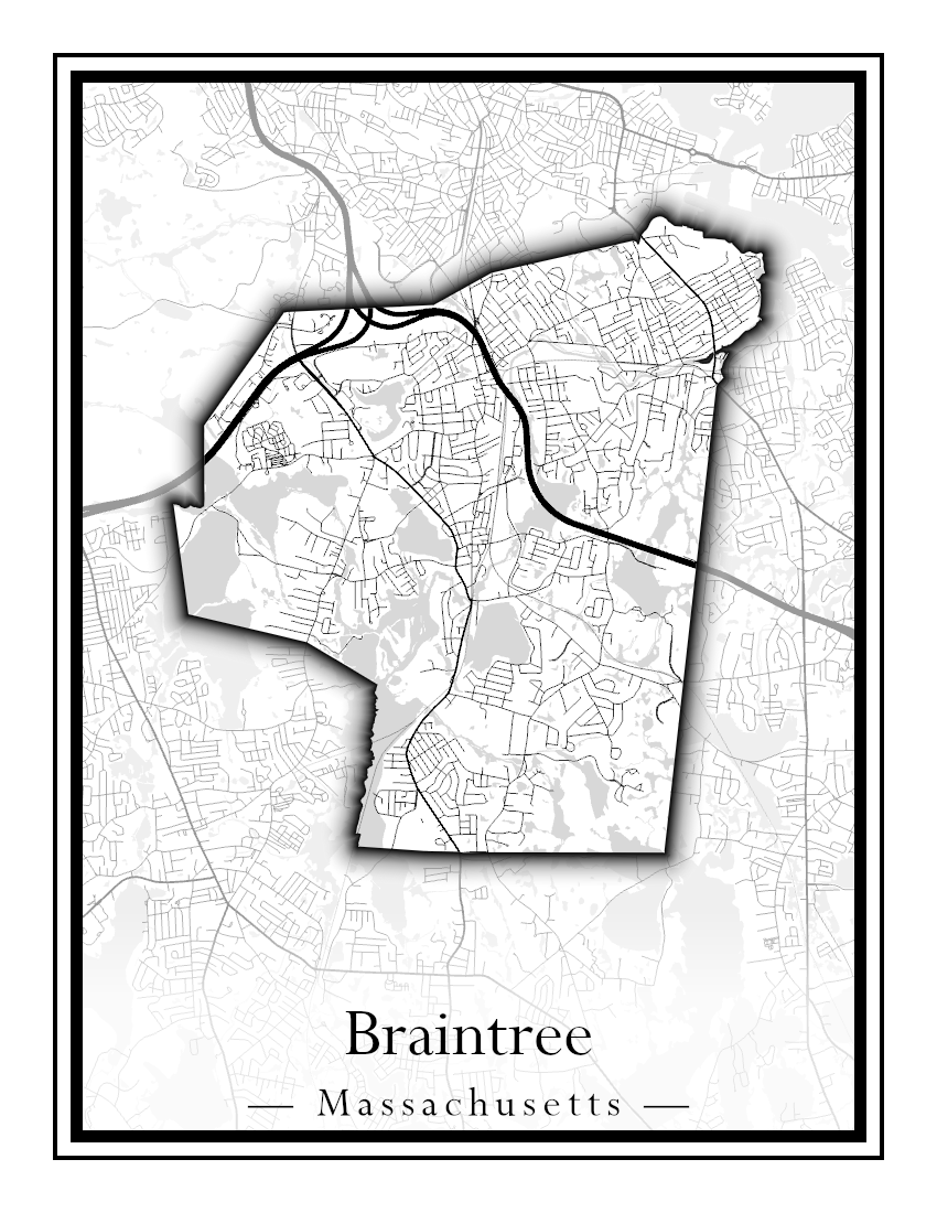 Massachusetts Towns - Street Map (Braintree - Brimfield)