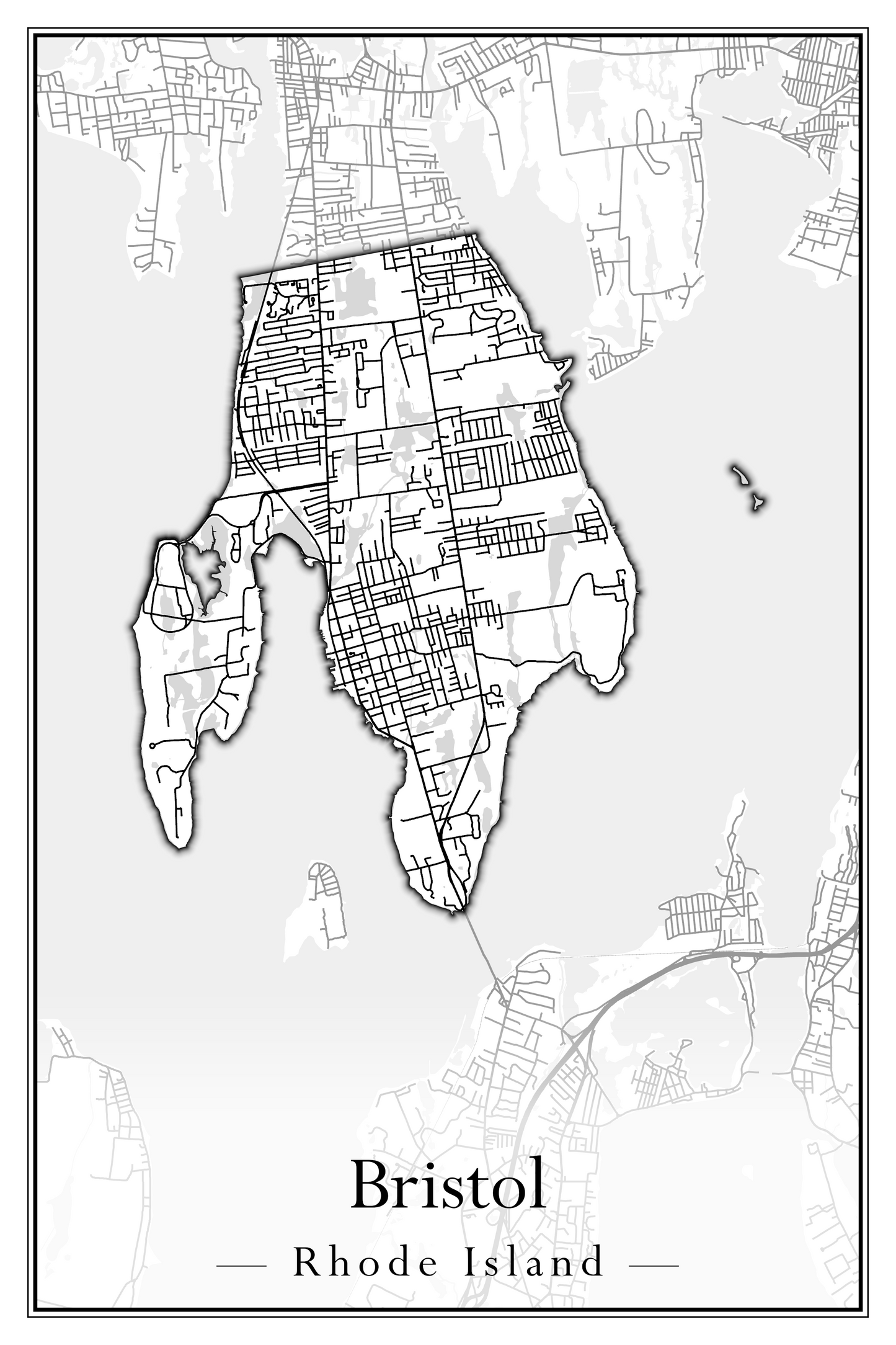 Rhode Island Towns - Street Map (Barrington - Central Falls)