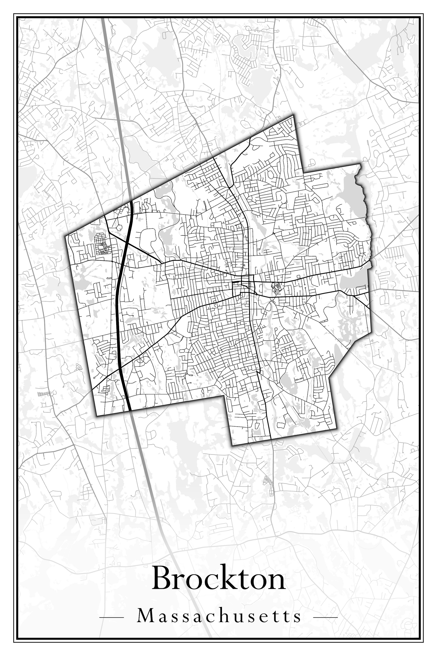 Massachusetts Towns - Street Map (Brockton - Buckland)