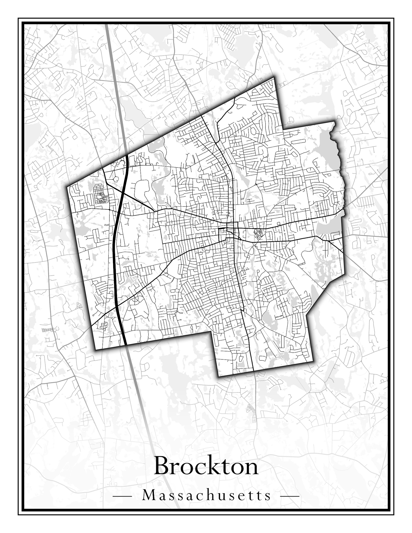 Massachusetts Towns - Street Map (Brockton - Buckland)