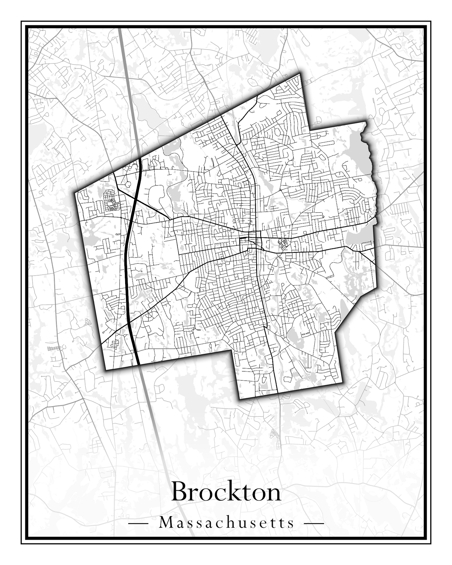 Massachusetts Towns - Street Map (Brockton - Buckland)