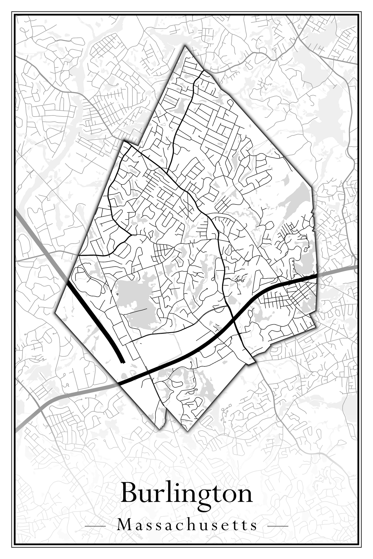 Massachusetts Towns - Street Map (Burlington - Carlisle)