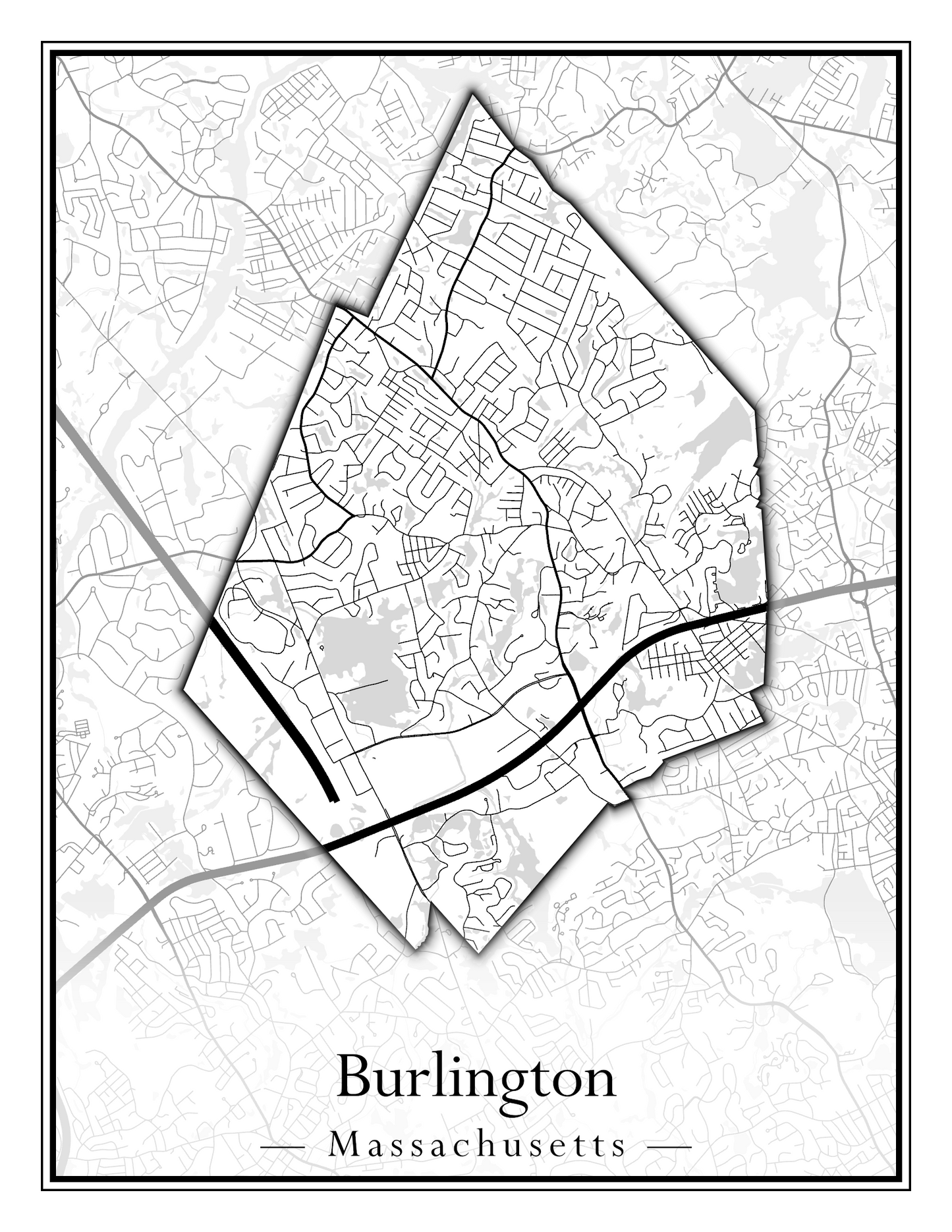 Massachusetts Towns - Street Map (Burlington - Carlisle)