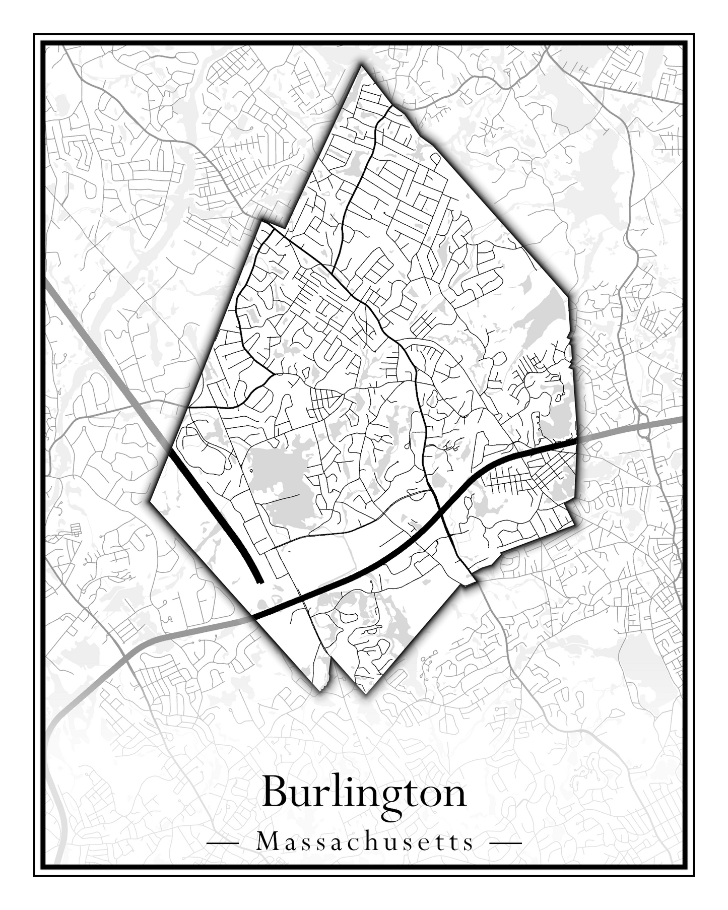 Massachusetts Towns - Street Map (Burlington - Carlisle)