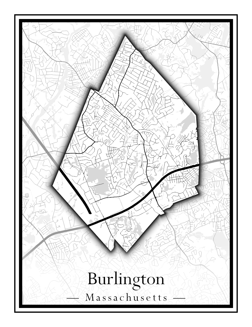 Massachusetts Towns - Street Map (Burlington - Carlisle)