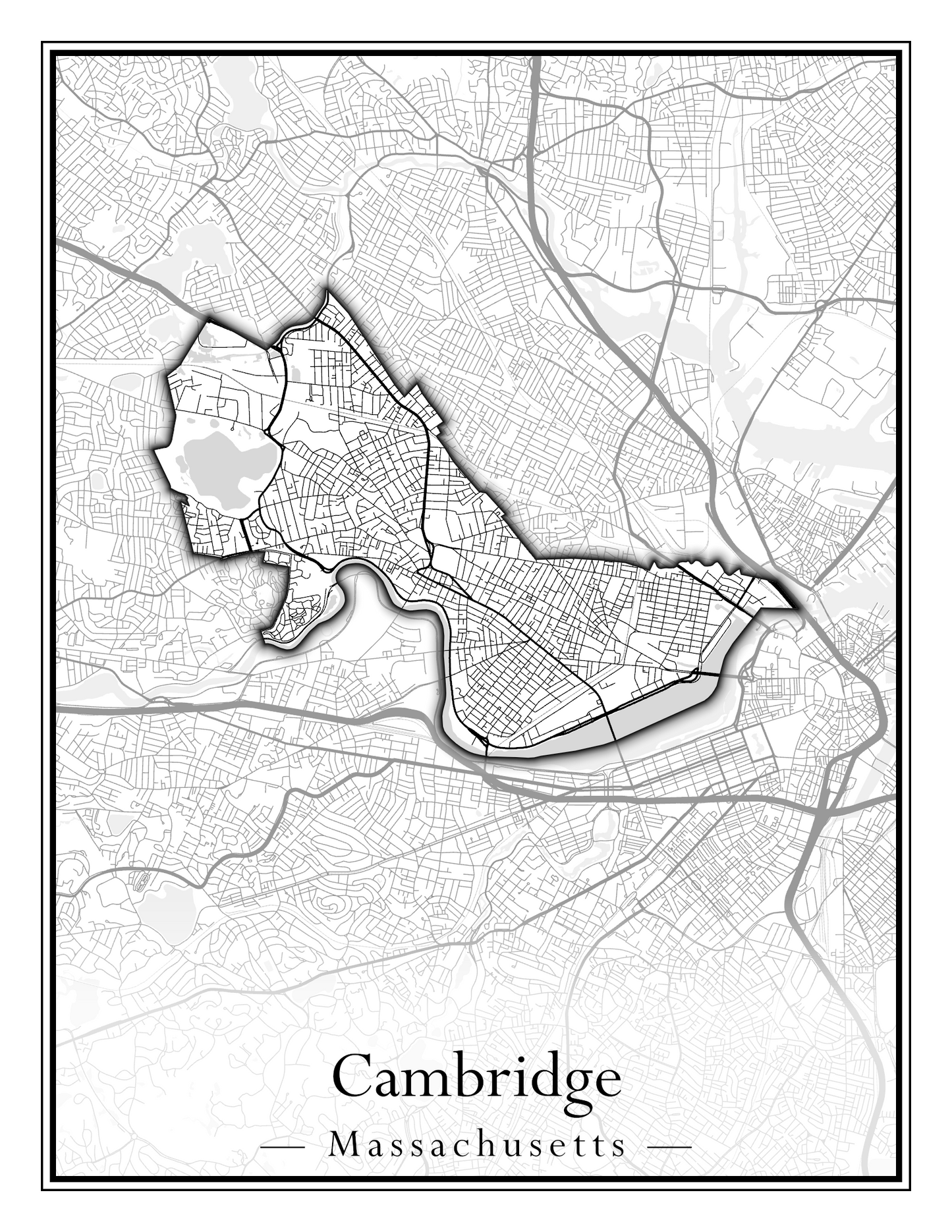 Massachusetts Towns - Street Map (Burlington - Carlisle)