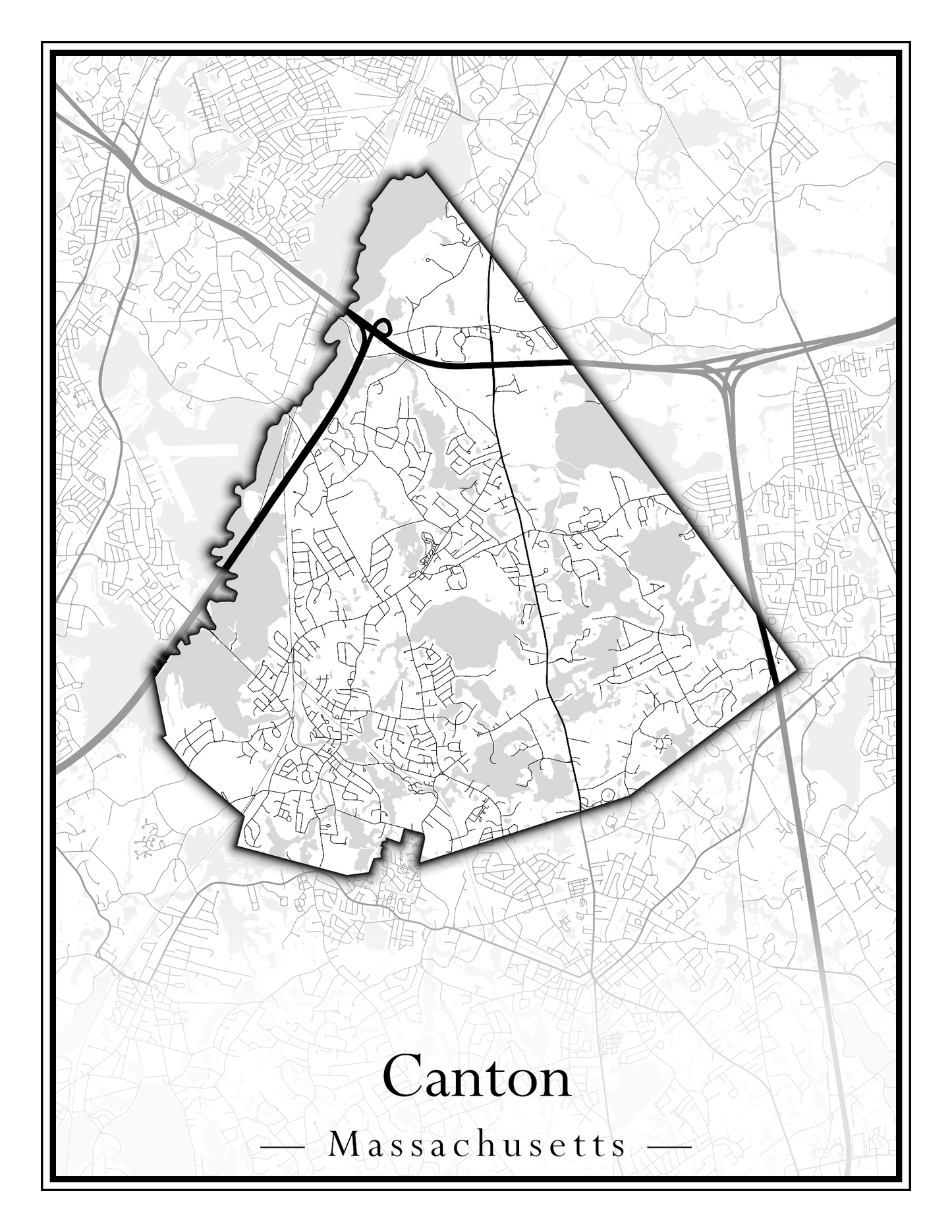 Massachusetts Towns - Street Map (Burlington - Carlisle)