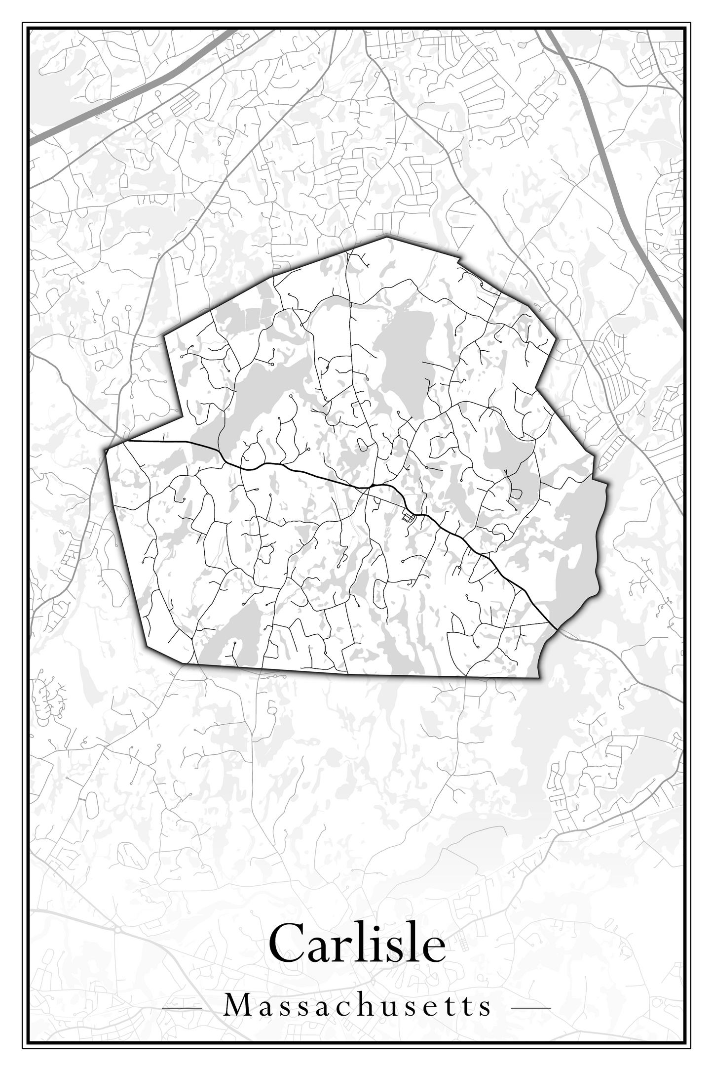 Massachusetts Towns - Street Map (Burlington - Carlisle)