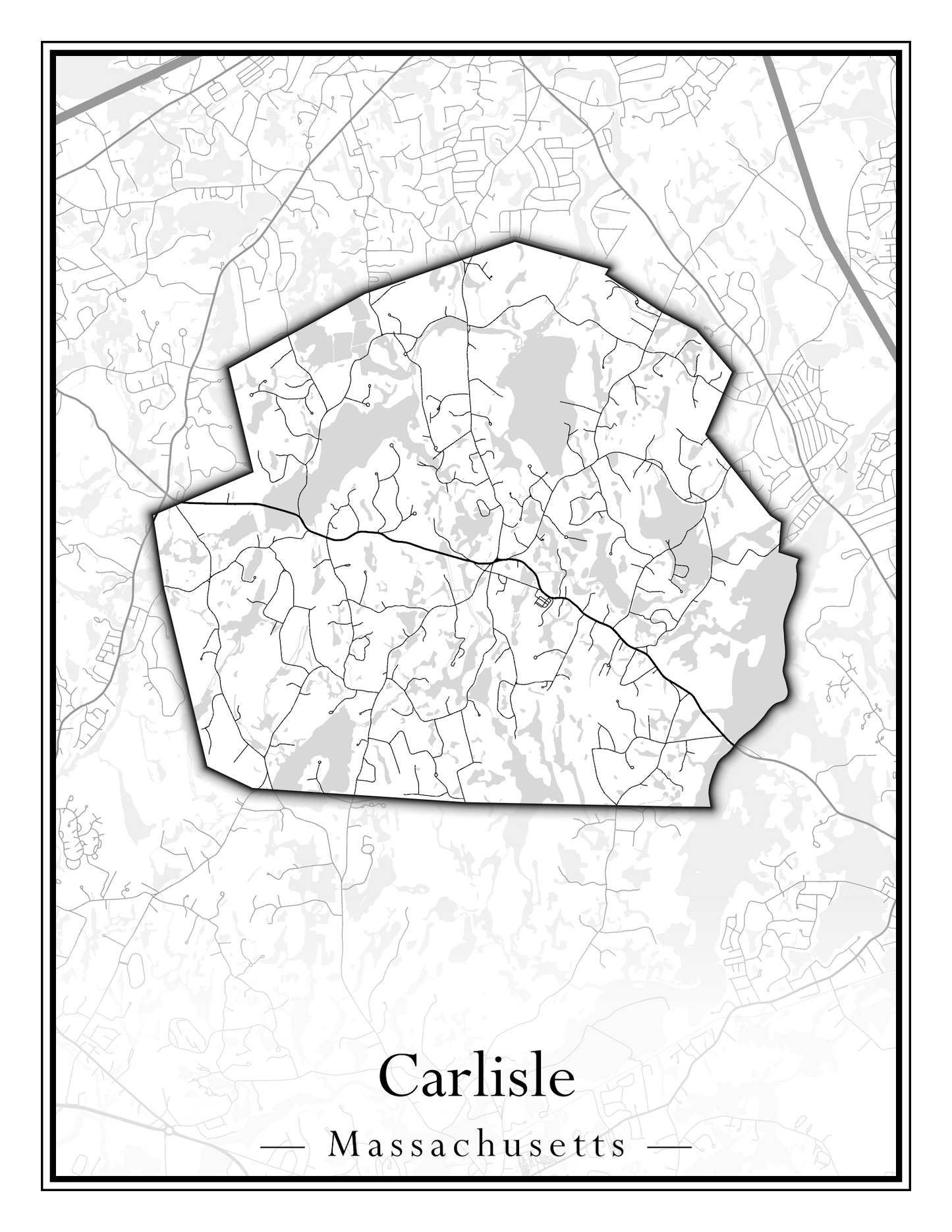 Massachusetts Towns - Street Map (Burlington - Carlisle)