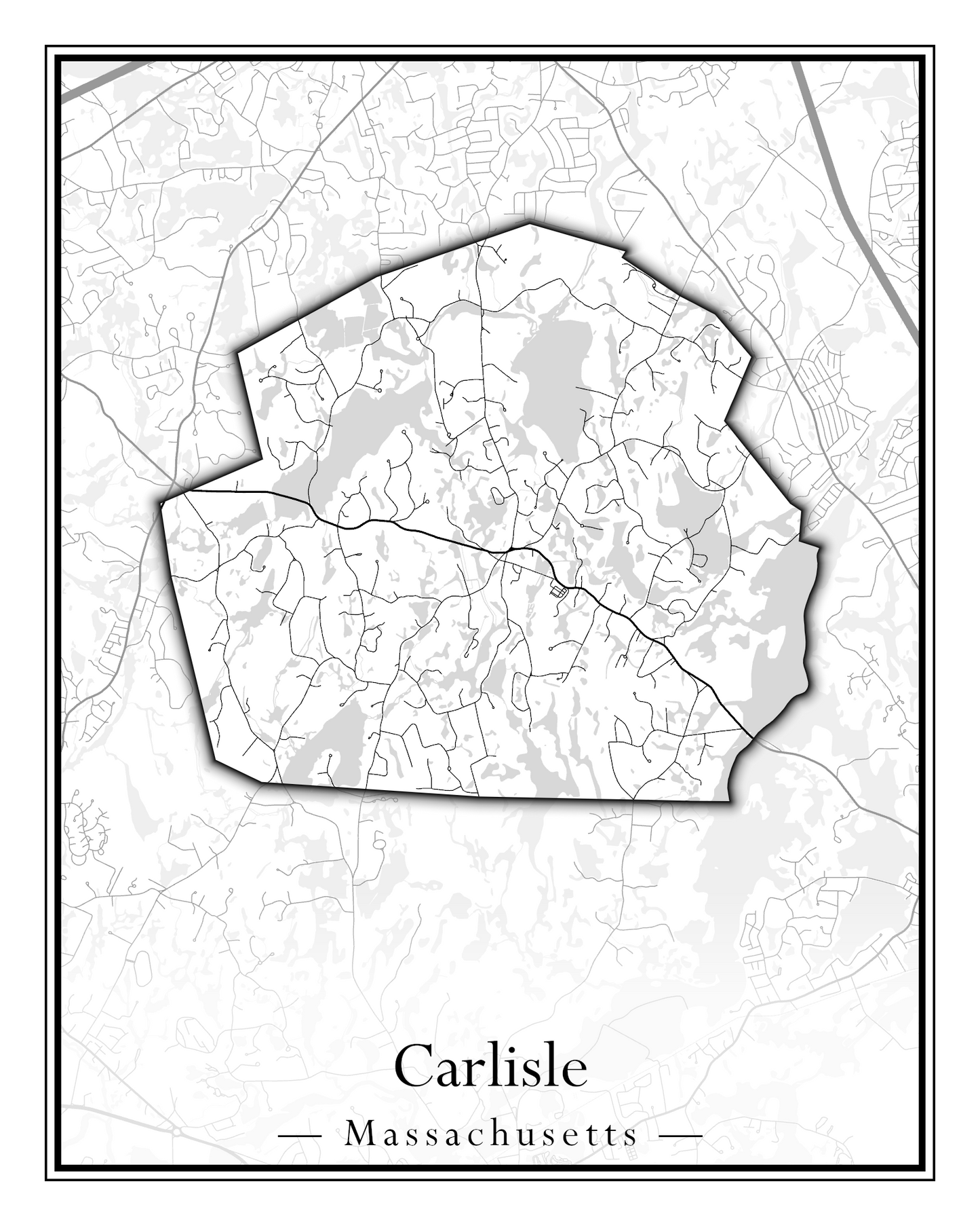 Massachusetts Towns - Street Map (Burlington - Carlisle)