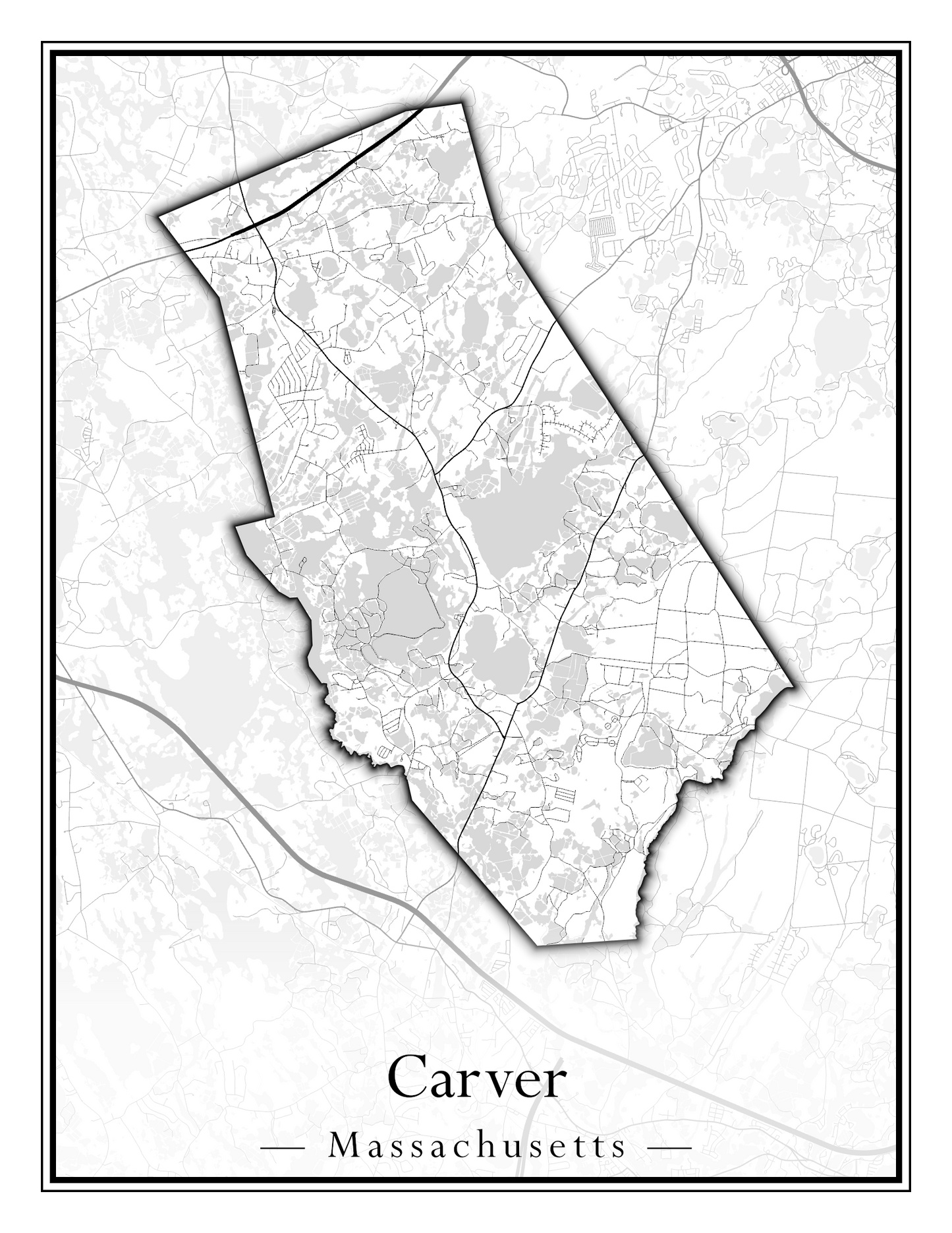 Massachusetts Towns - Street Map (Carver - Chatham)