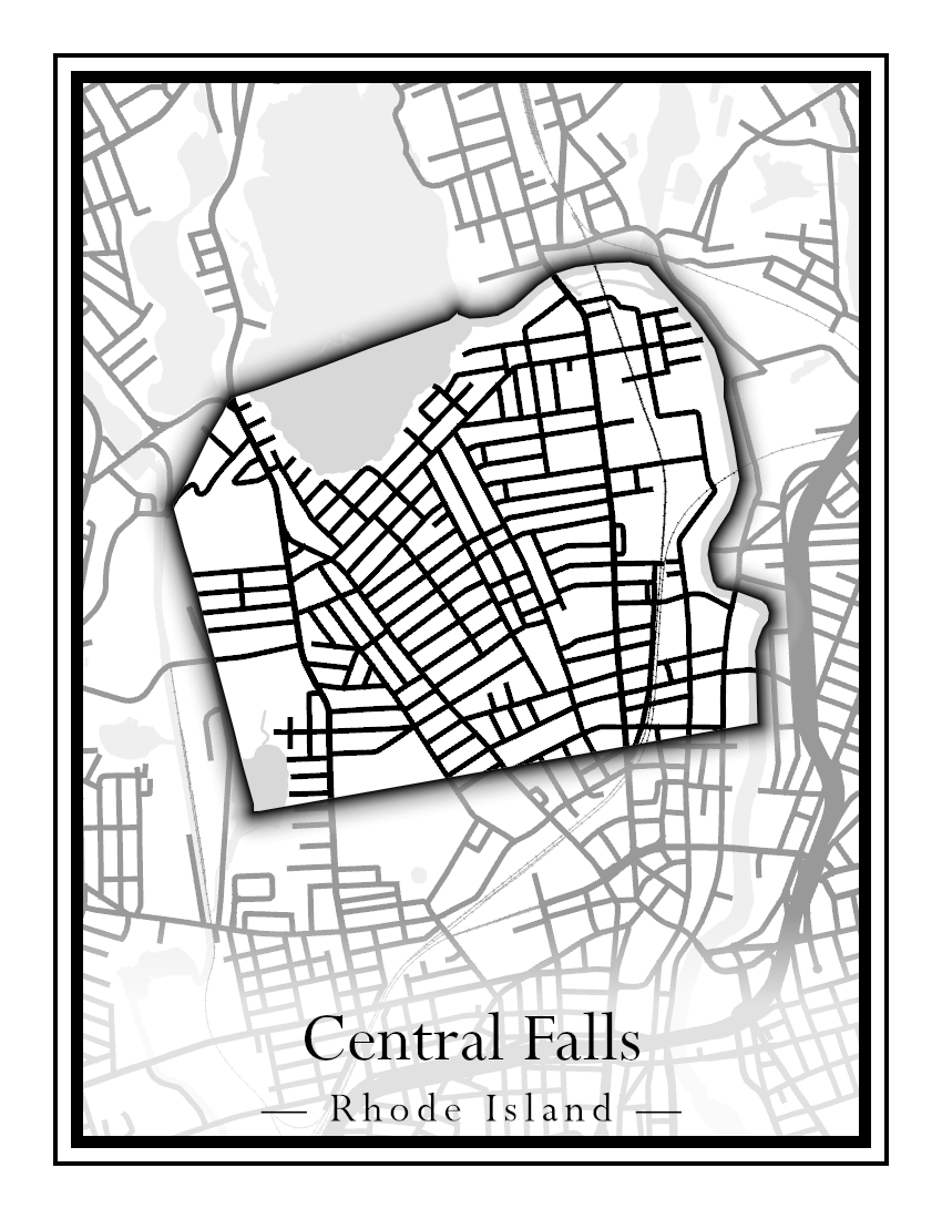 Rhode Island Towns - Street Map (Barrington - Central Falls)