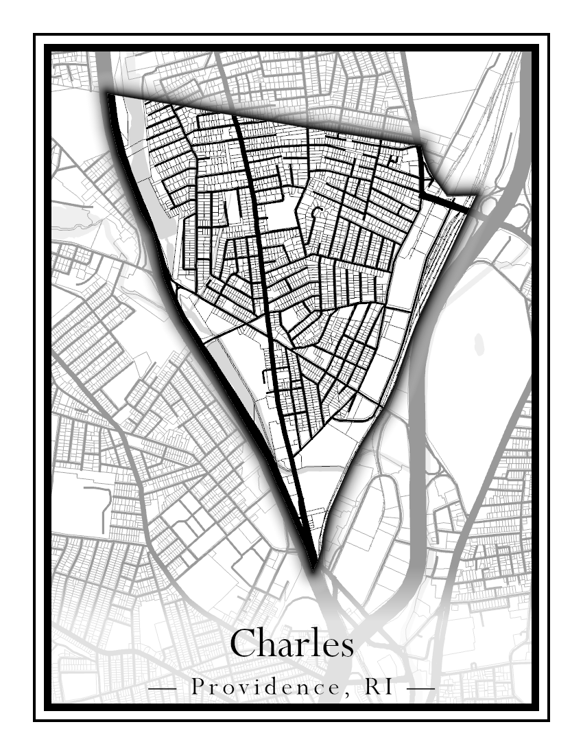 Providence Neighborhoods - Street Map (Blackstone - Downtown)