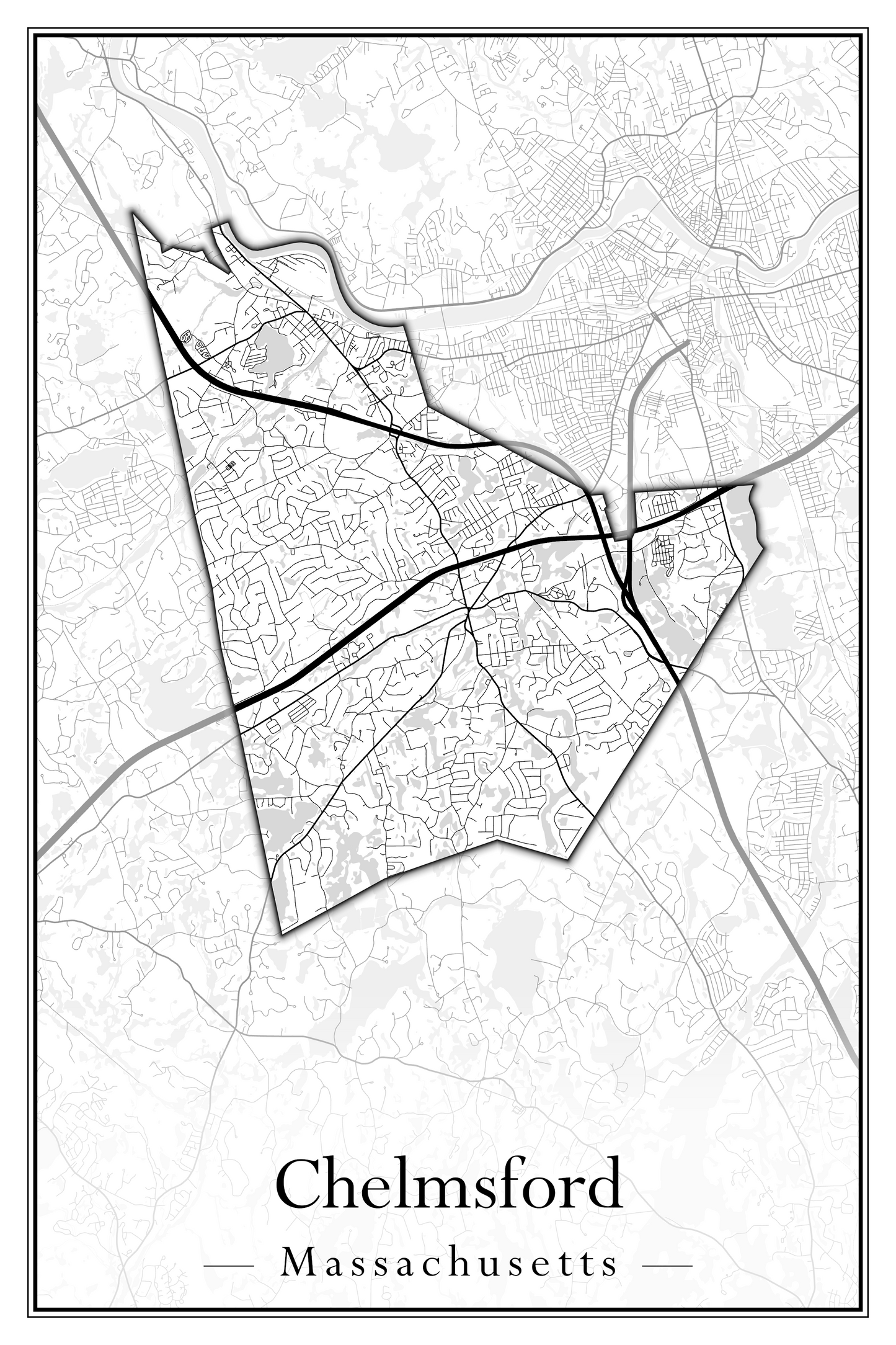 Massachusetts Towns - Street Map (Chelmsford - Chester)