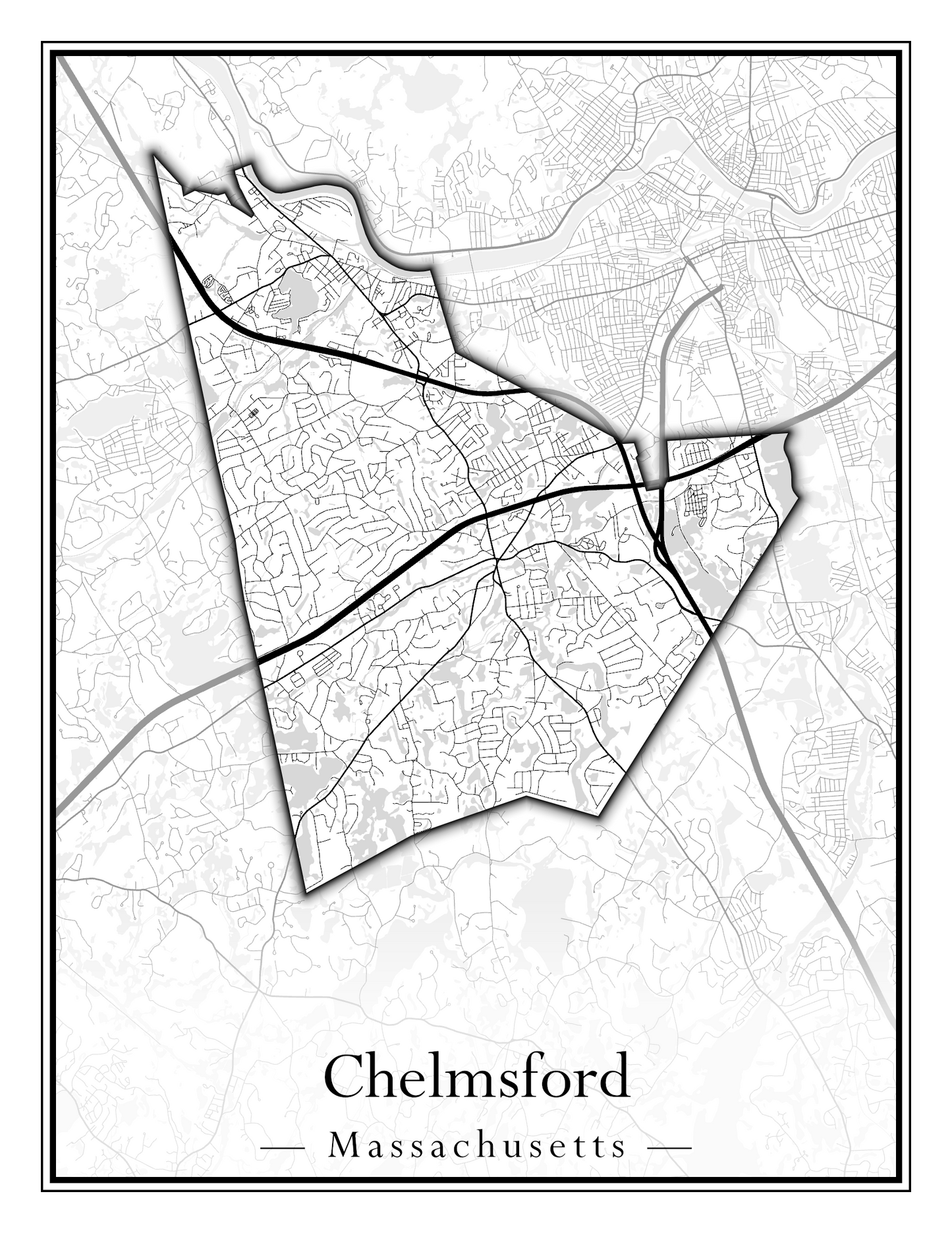 Massachusetts Towns - Street Map (Chelmsford - Chester)