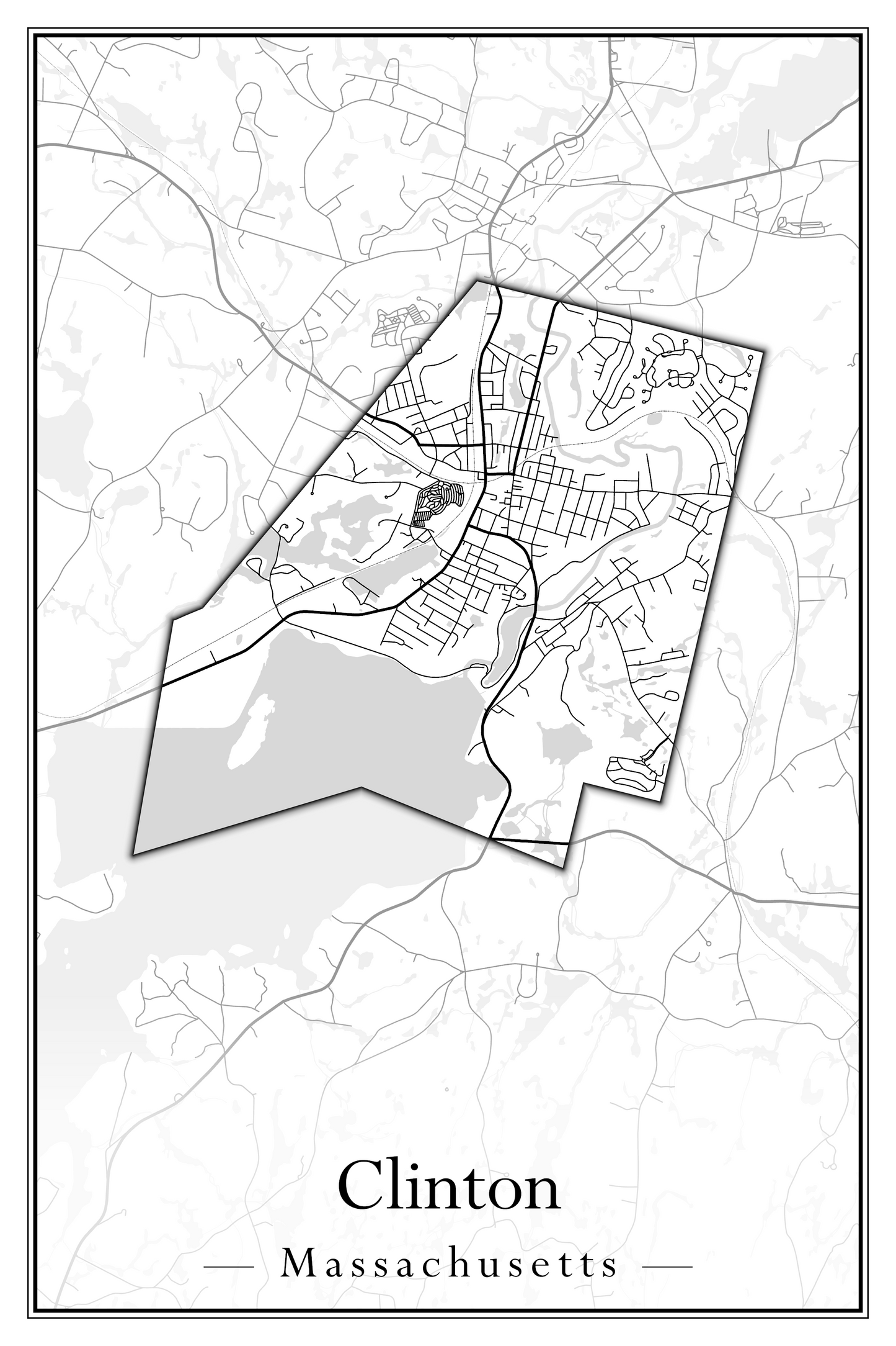 Massachusetts Towns - Street Map (Clinton - Concord)