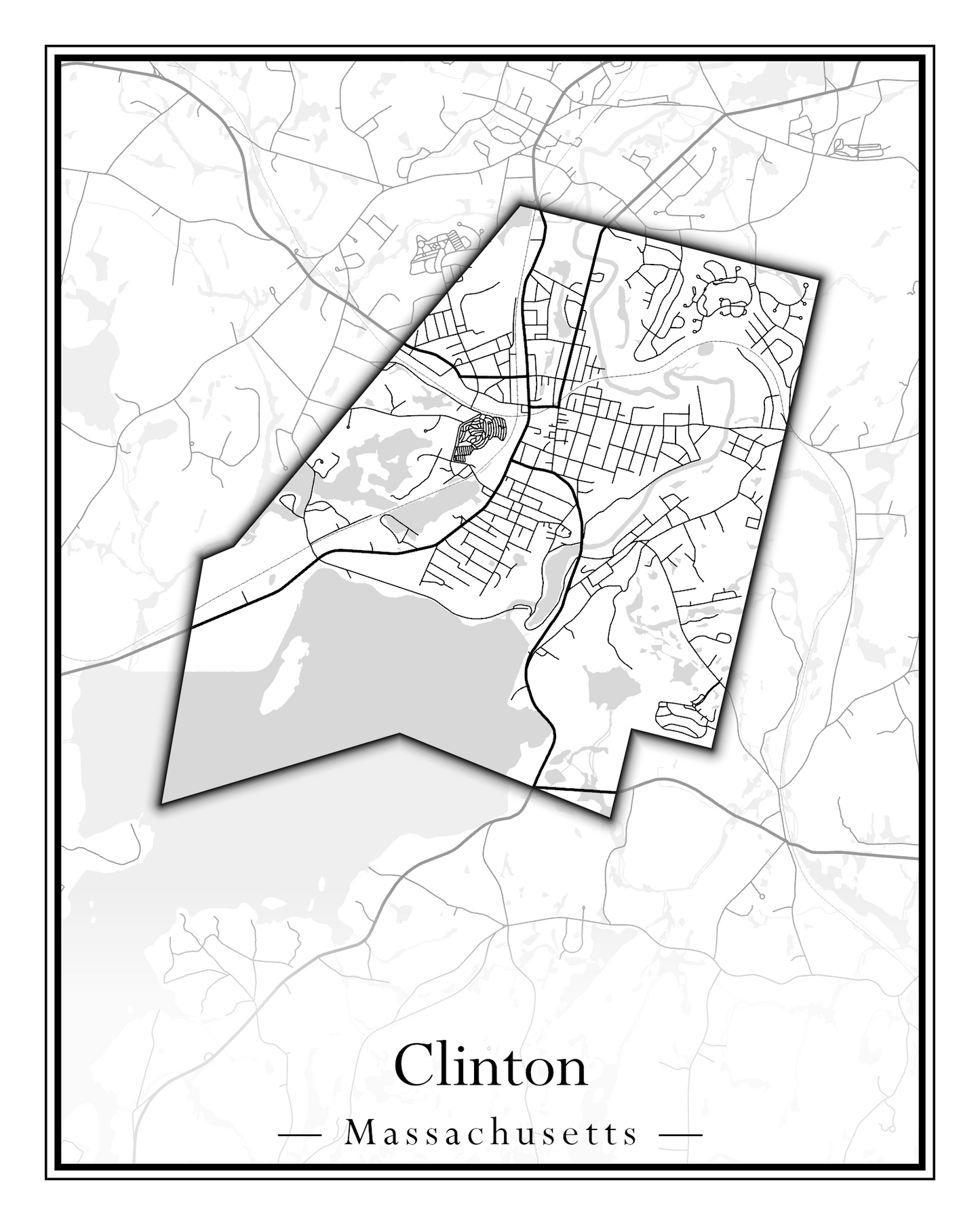 Massachusetts Towns - Street Map (Clinton - Concord)