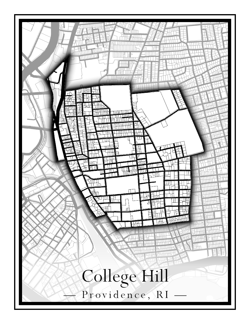 Providence Neighborhoods - Street Map (Blackstone - Downtown)