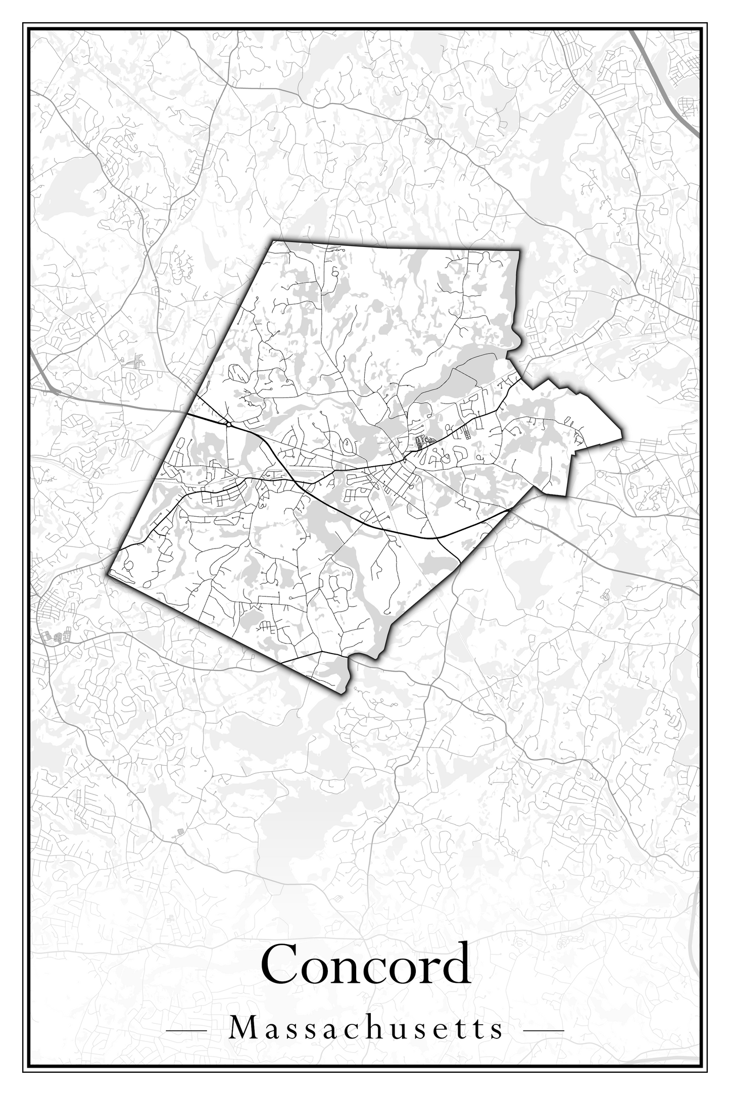 Massachusetts Towns - Street Map (Clinton - Concord)