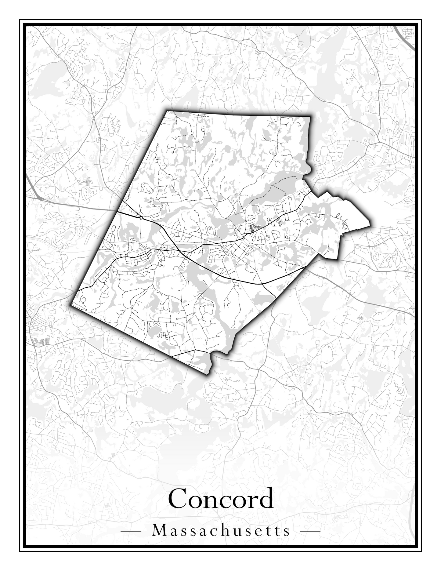 Massachusetts Towns - Street Map (Clinton - Concord)