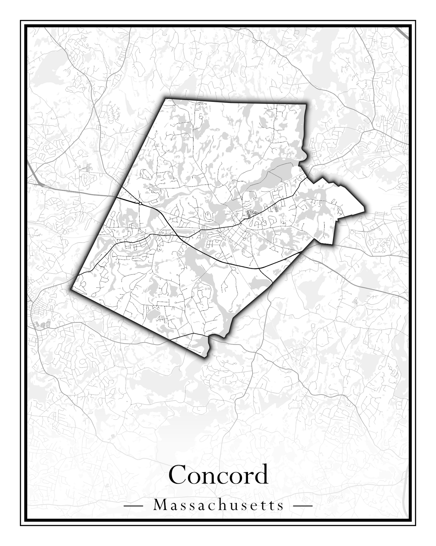 Massachusetts Towns - Street Map (Clinton - Concord)