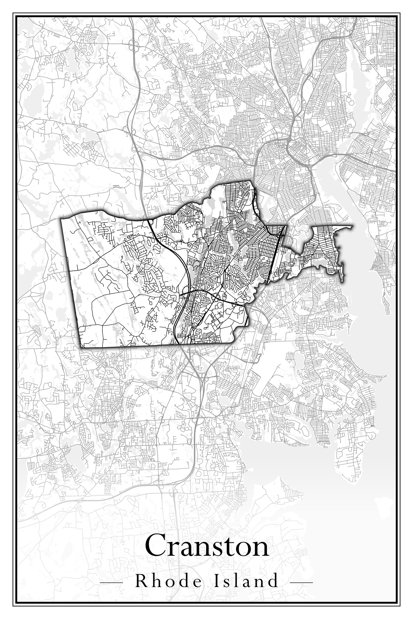 Rhode Island Towns - Street Map (Charlestown - Cumberland)