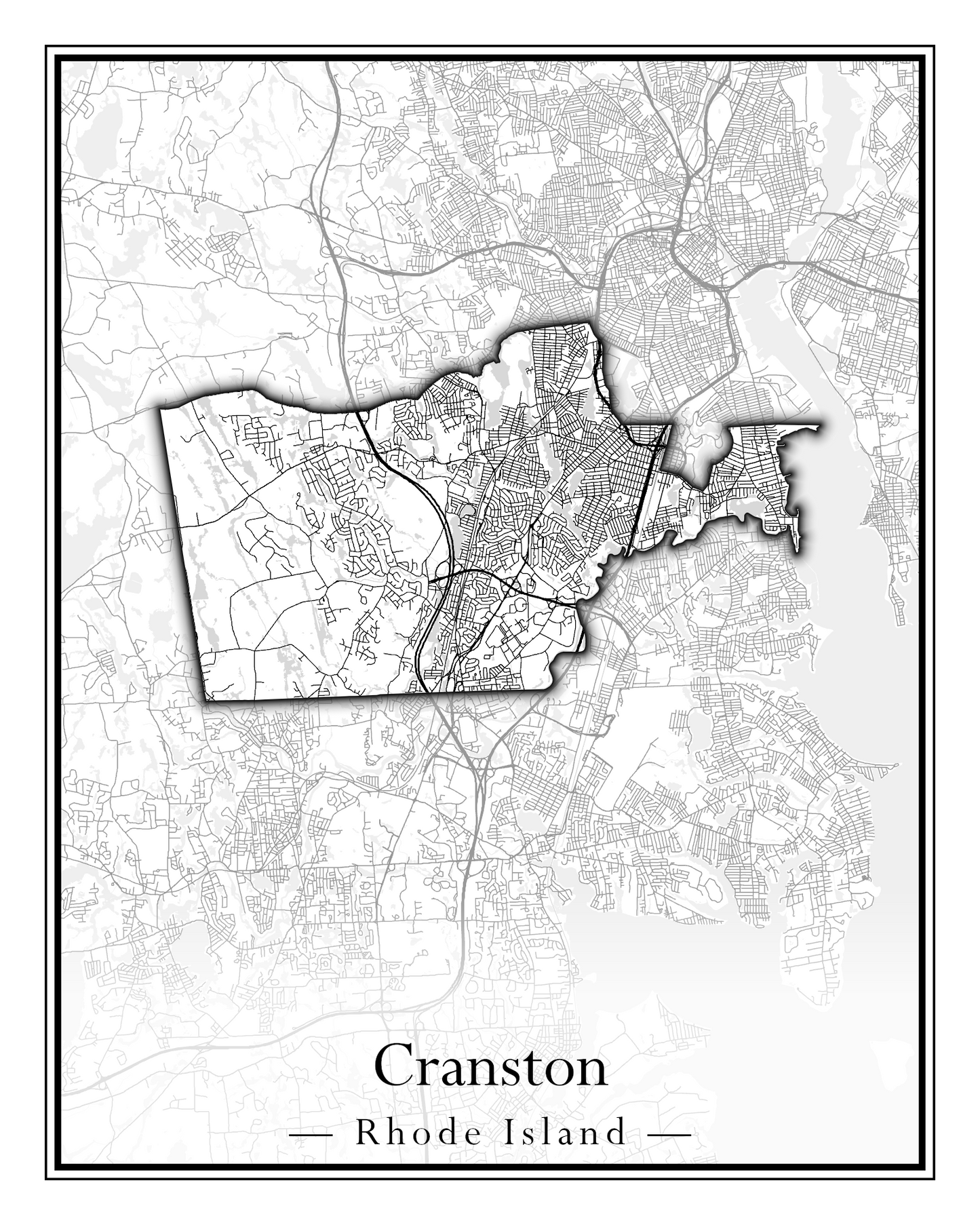 Rhode Island Towns - Street Map (Charlestown - Cumberland)