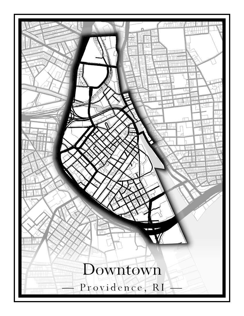 Providence Neighborhoods - Street Map (Blackstone - Downtown)