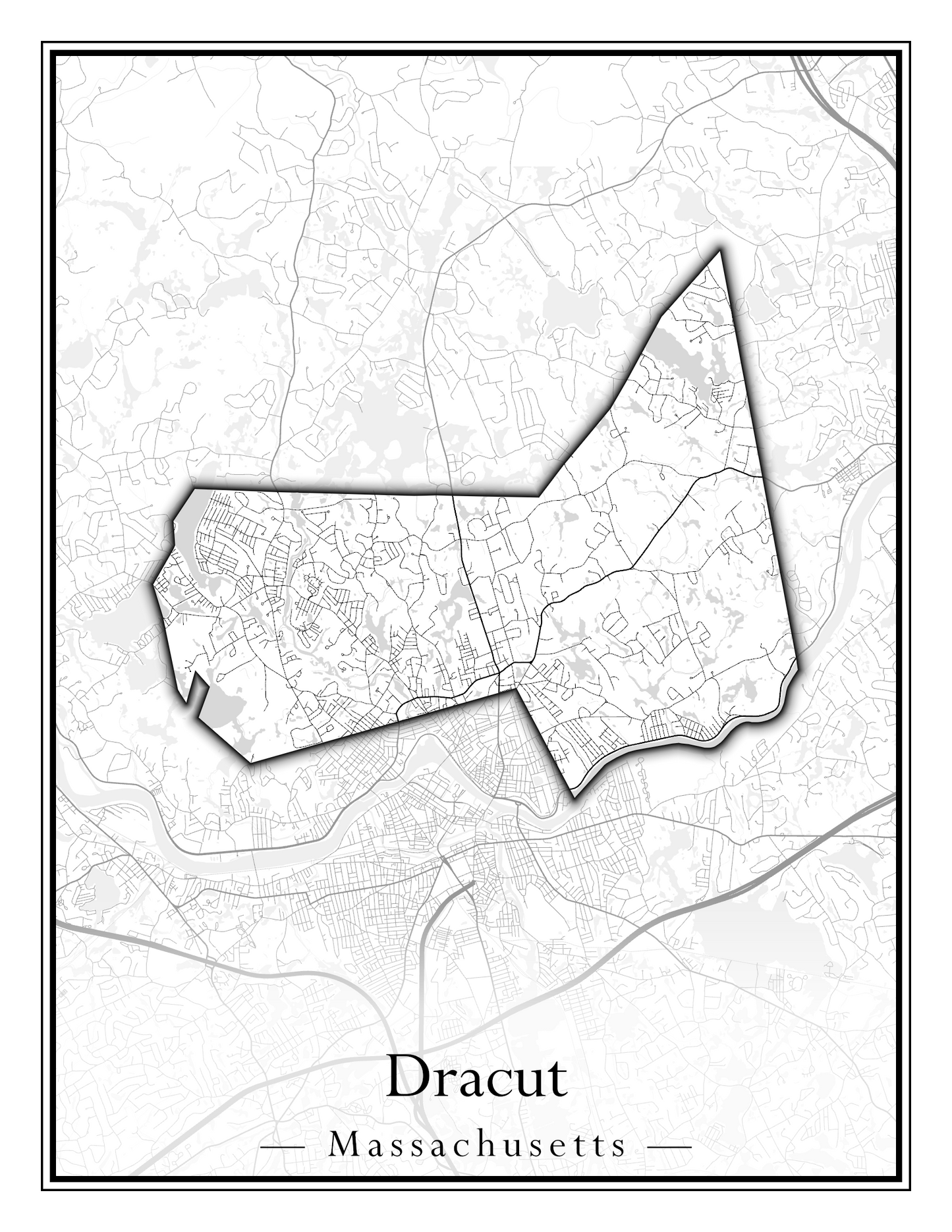 Massachusetts Towns - Street Map (Dighton - Dracut)