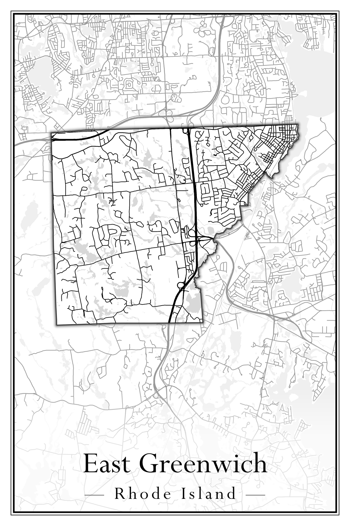 Rhode Island Towns - Street Map (East Greenwich - Foster)