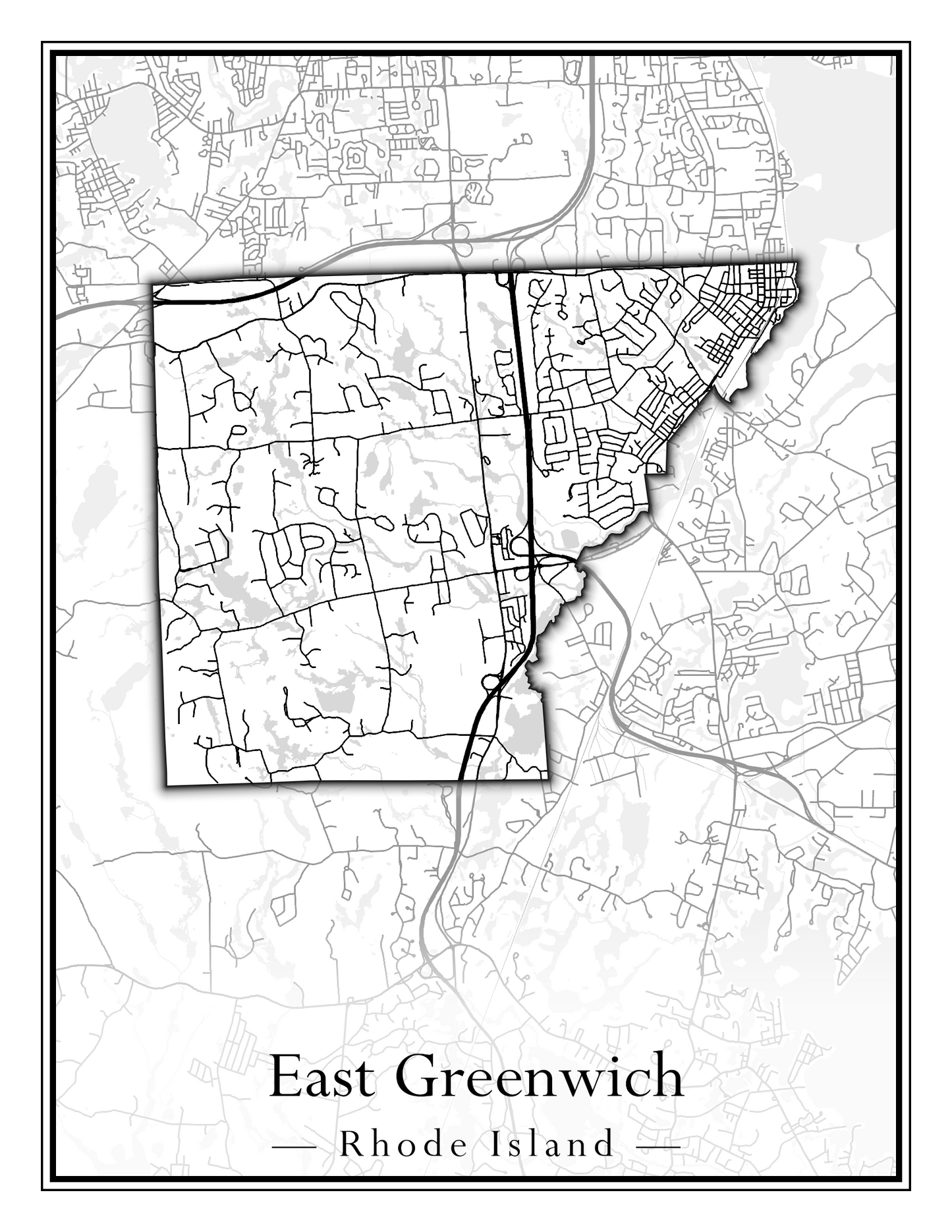 Rhode Island Towns - Street Map (East Greenwich - Foster)