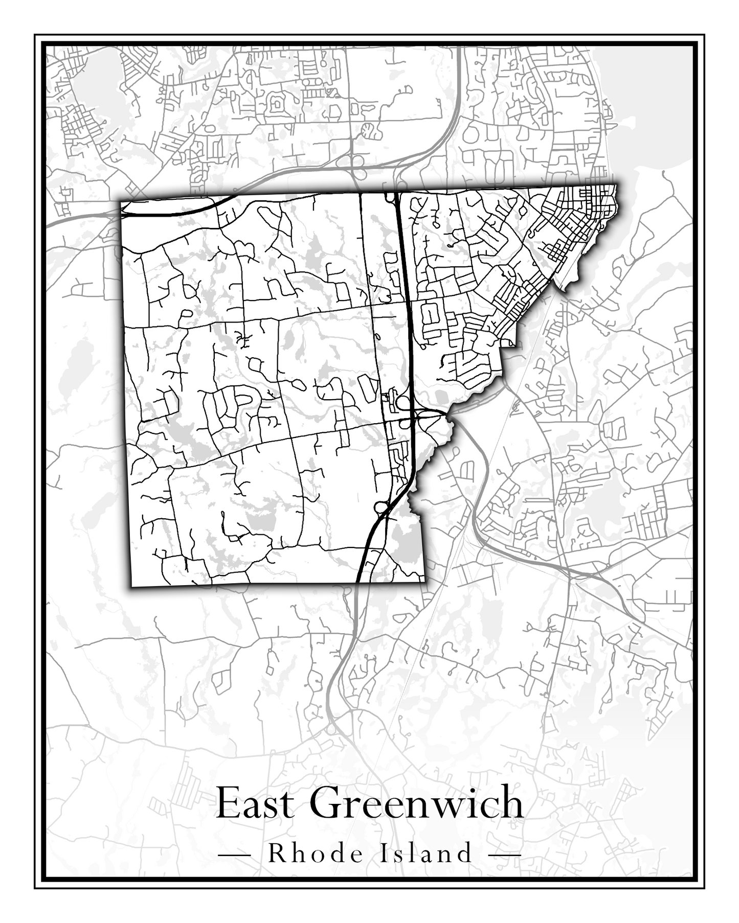 Rhode Island Towns - Street Map (East Greenwich - Foster)