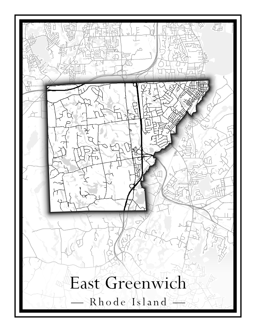 Rhode Island Towns - Street Map (East Greenwich - Foster)