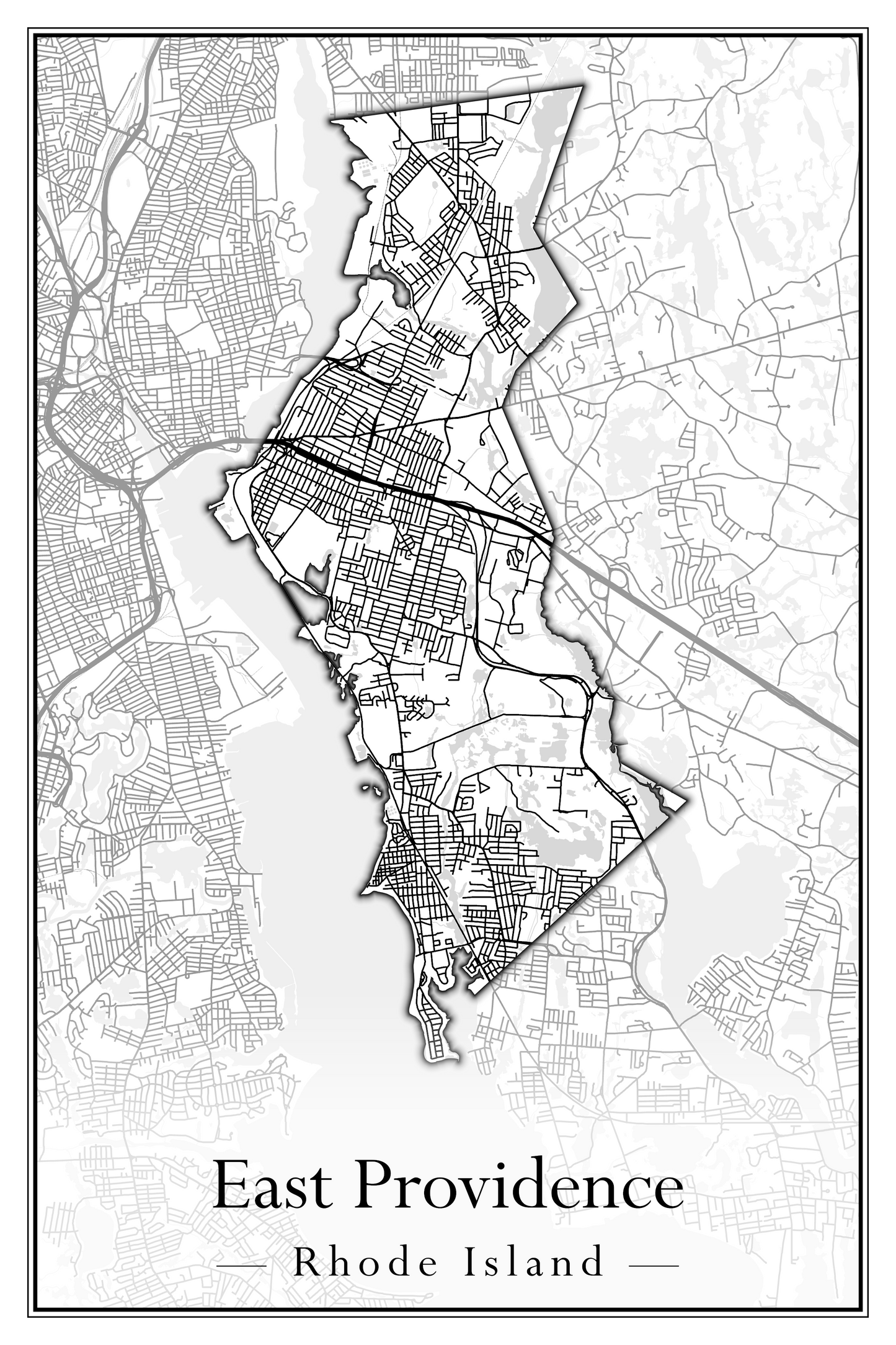 Rhode Island Towns - Street Map (East Greenwich - Foster)