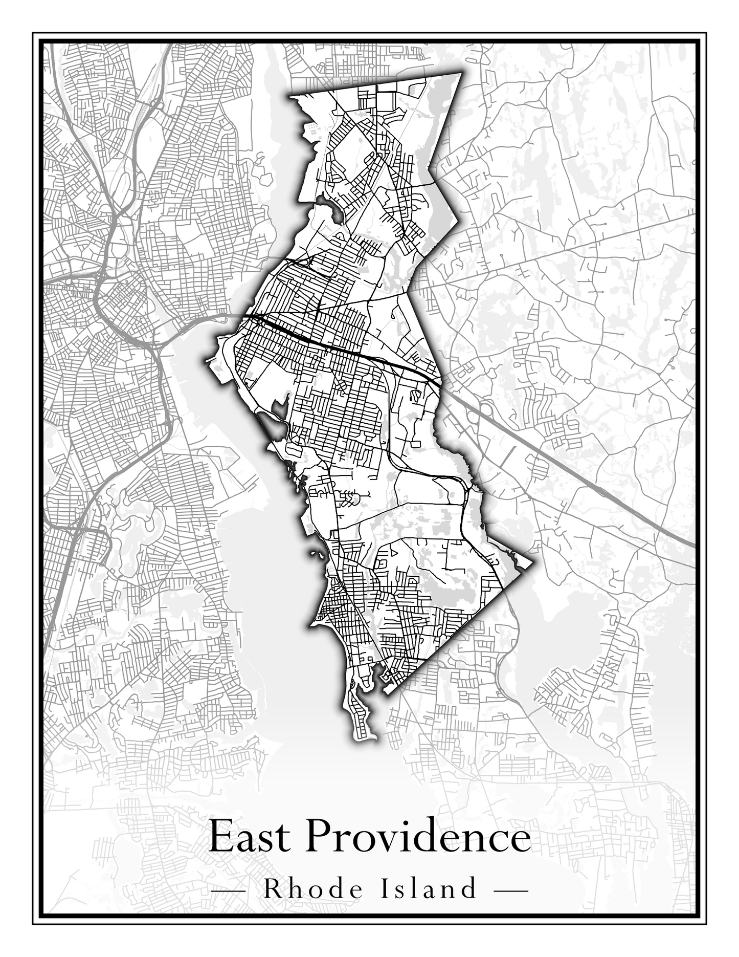 Rhode Island Towns - Street Map (East Greenwich - Foster)