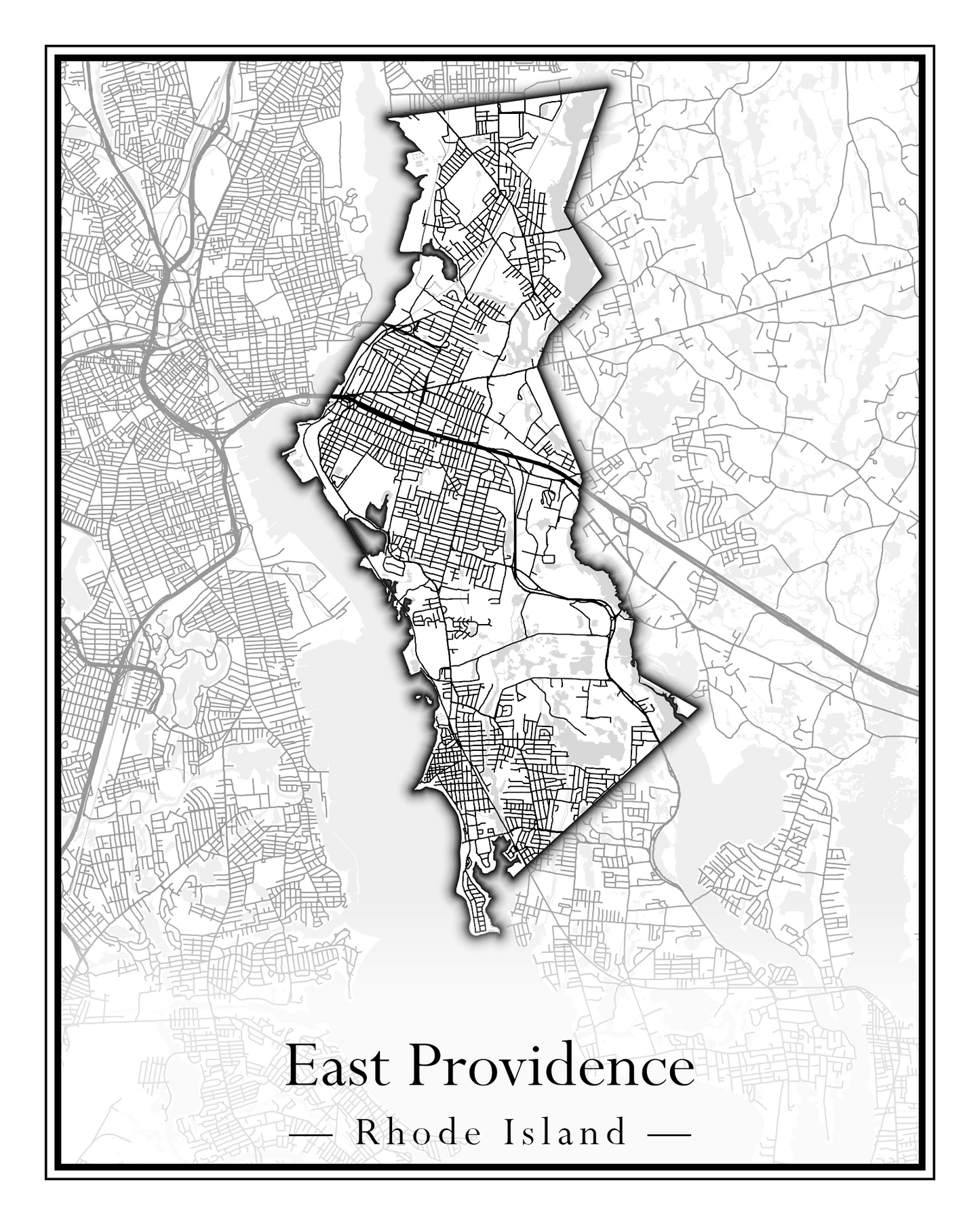 Rhode Island Towns - Street Map (East Greenwich - Foster)