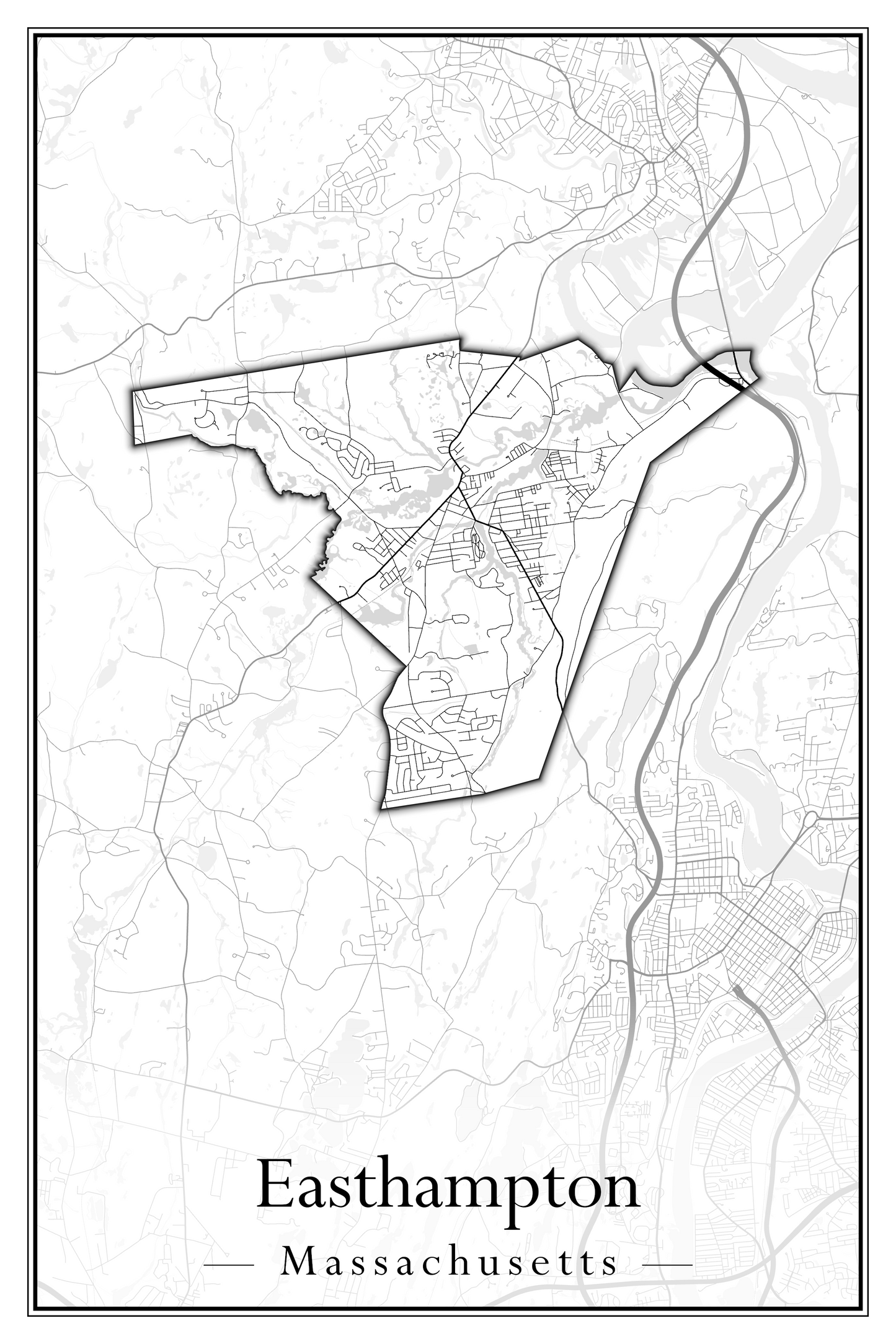 Massachusetts Towns - Street Map (East Brookfield - Easthampton)