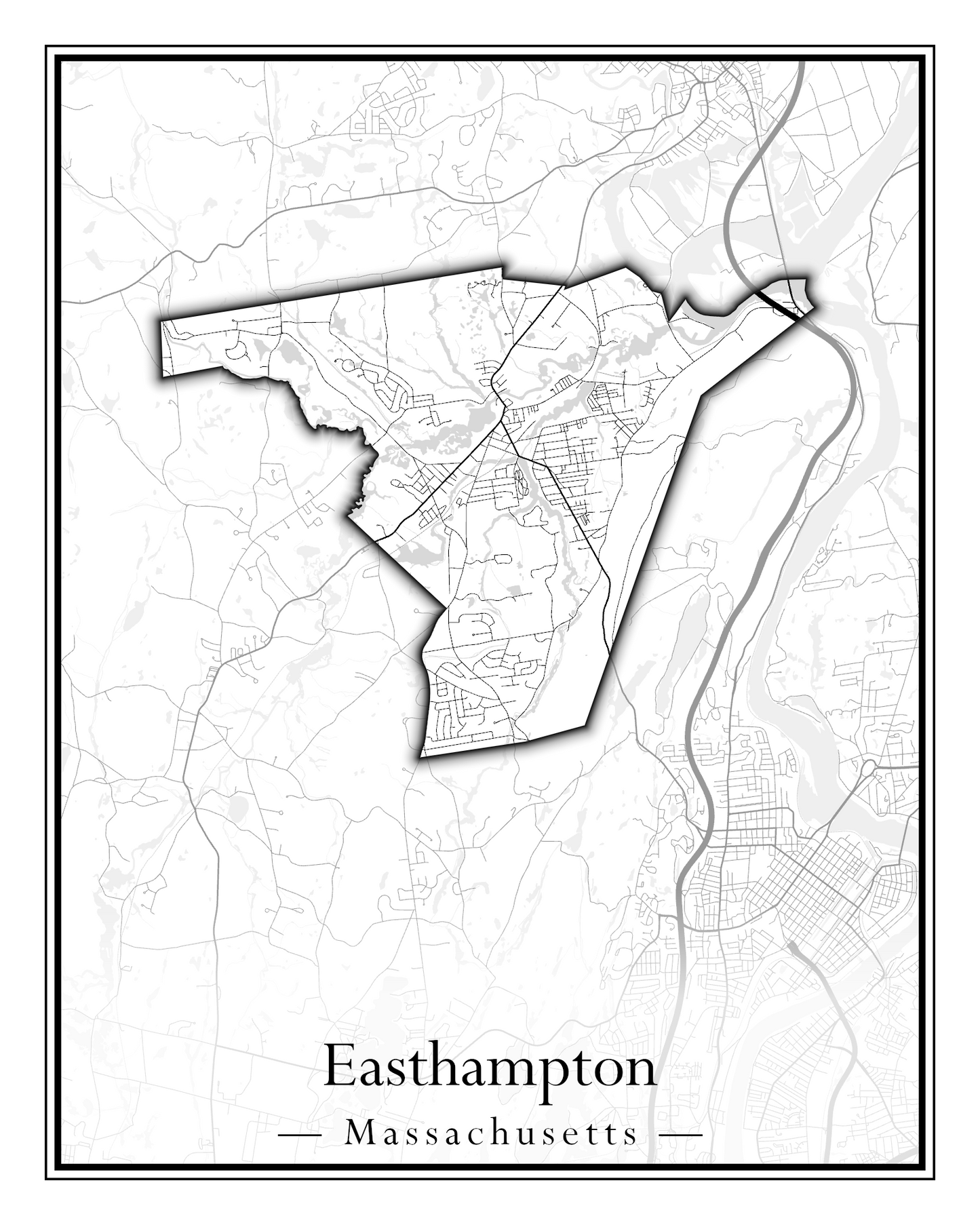 Massachusetts Towns - Street Map (East Brookfield - Easthampton)