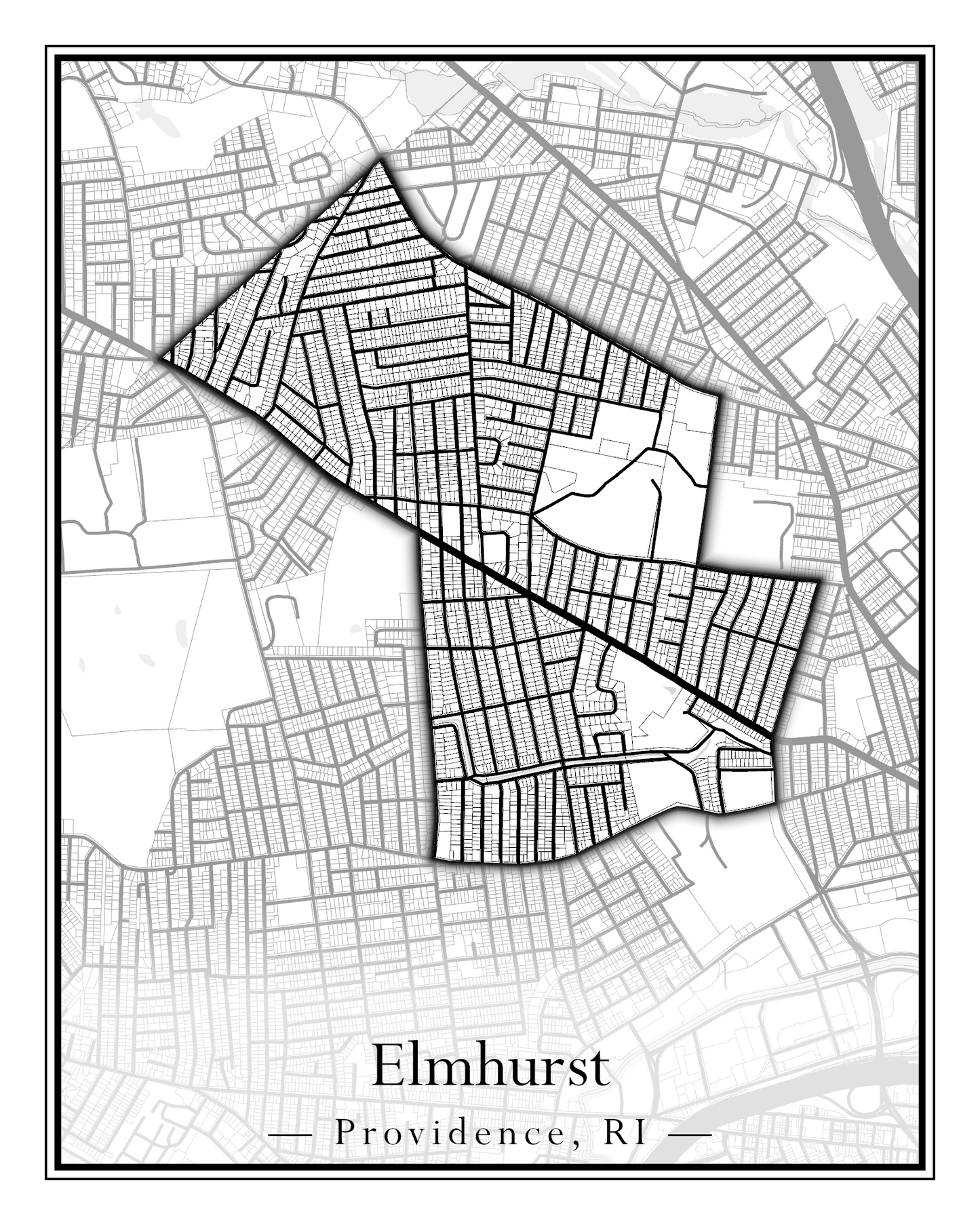 Providence Neighborhoods - Street Map (Elmhurst - Fox Point)