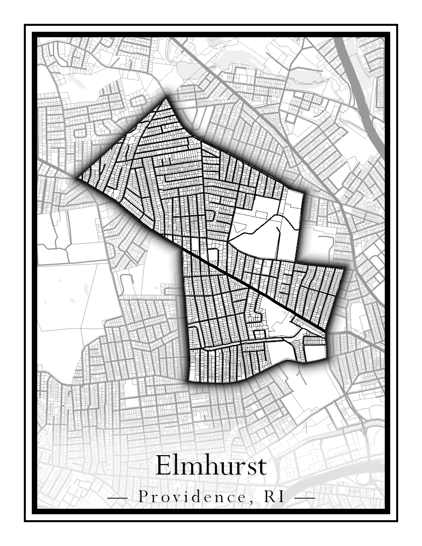 Providence Neighborhoods - Street Map (Elmhurst - Fox Point)