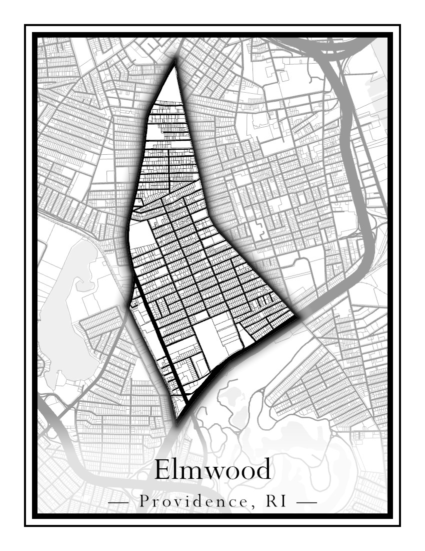 Providence Neighborhoods - Street Map (Elmhurst - Fox Point)